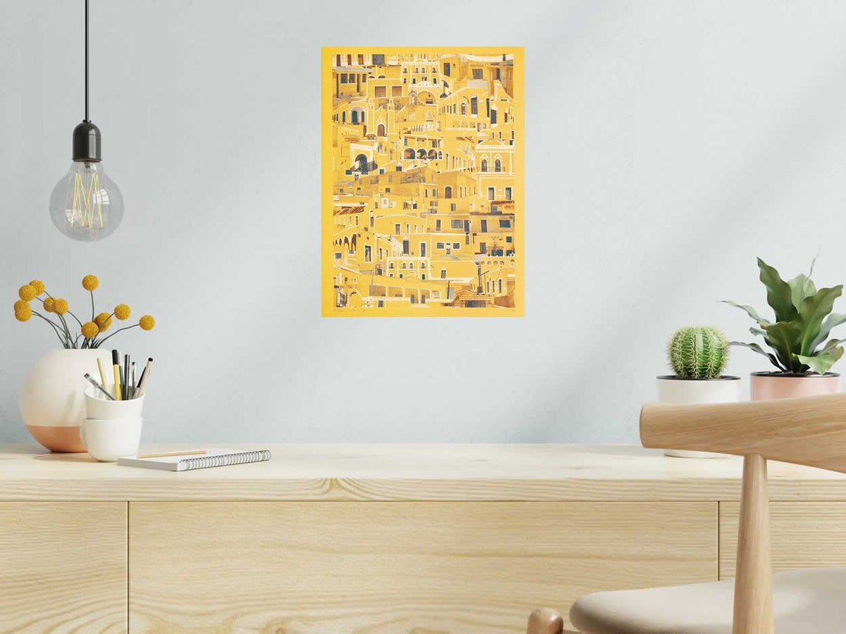 Risographie IZAMAL (MEXIQUE) de GILLES INVERNIZZI dans un intérieur – 30 × 40 cm