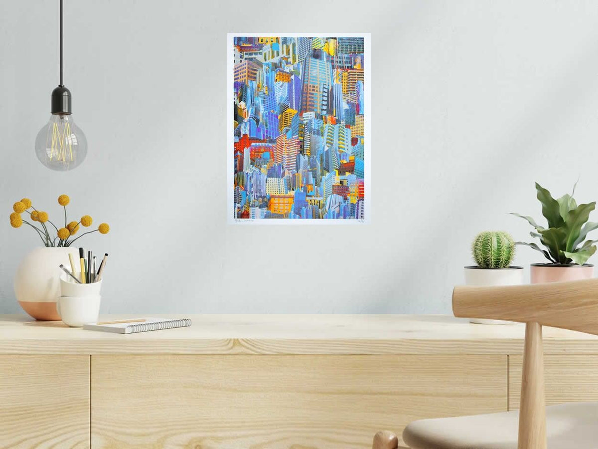 Risographie SYDNEY (AUSTRALIE) de GILLES INVERNIZZI dans un intérieur – 30 × 40 cm