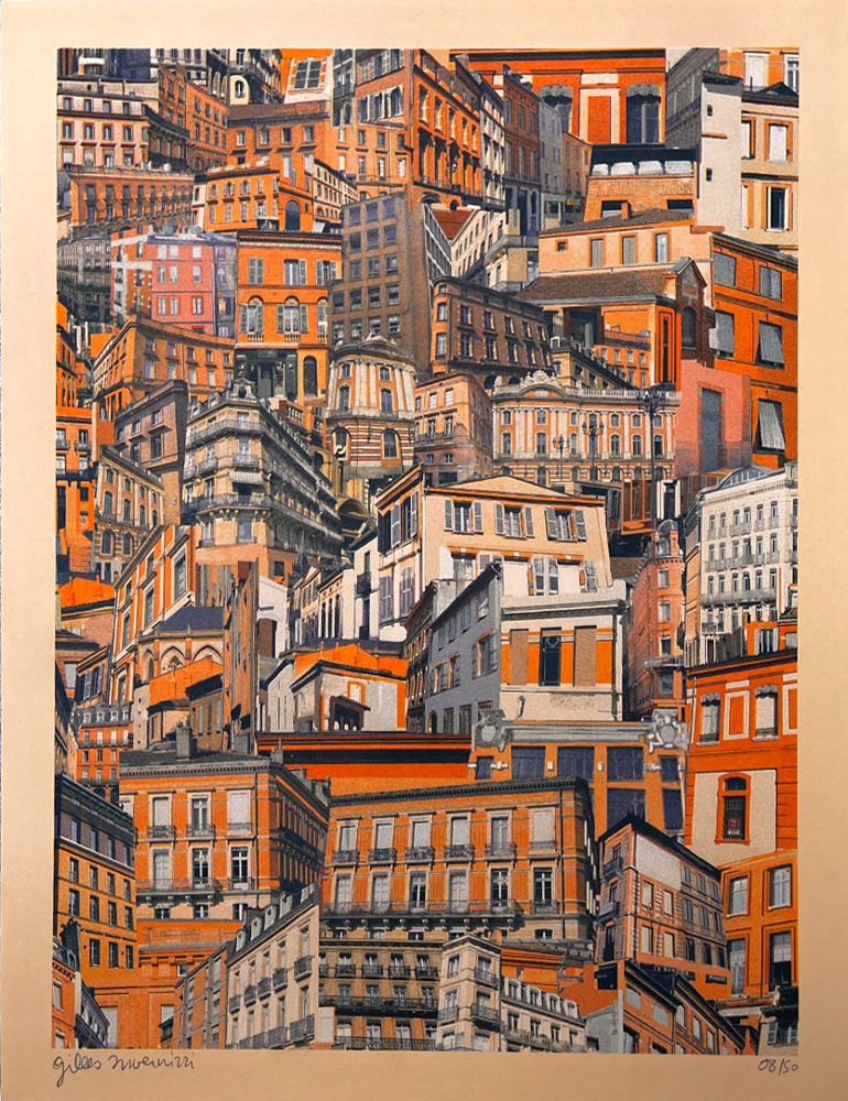 Risographie figuratif petit format orange TOULOUSE ORANGE – GILLES INVERNIZZI – 30 × 40 cm