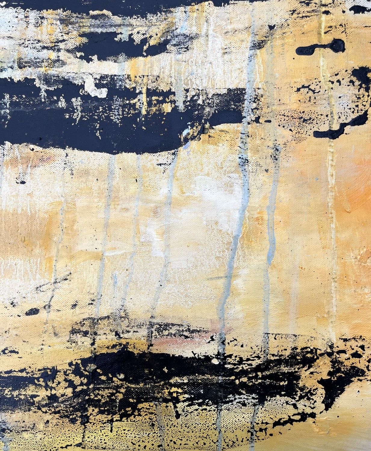 Tableau de PASCALE JACQUEMOND a pour titre  Sables ocres noirs style abstrait dim : PASCALE JACQUEMONDprix:350