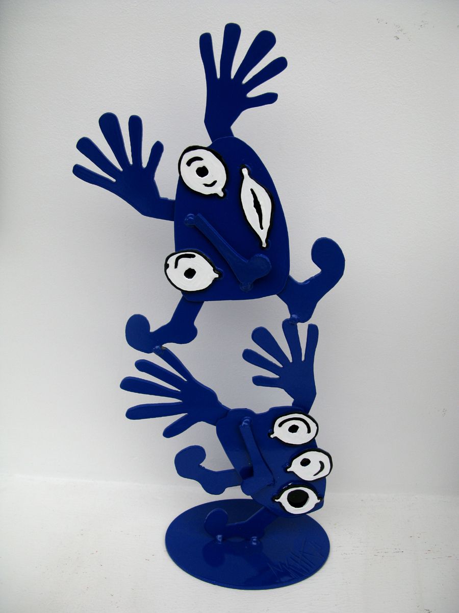 Sculpture graphique petit format bleu Michadette 4 bleue – MICHADU – 21 × 45 cm