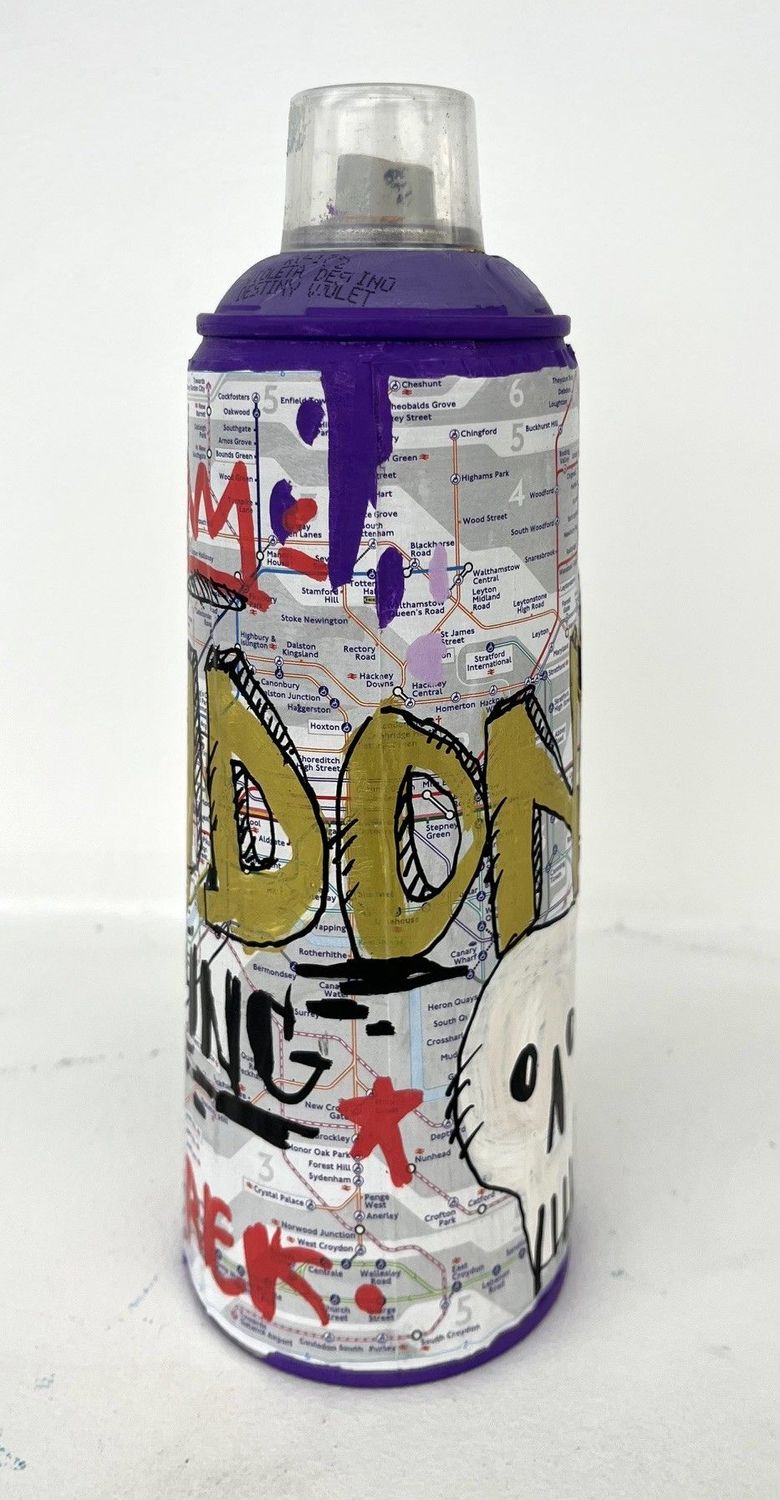 Sculpture graphique petit format gris London Calling – TAREK – 6 × 20 cm