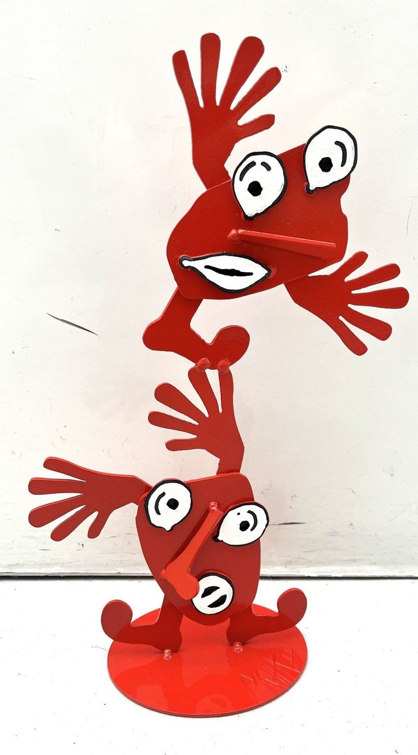 Sculpture graphique petit format rouge Michadette 5 rouge – MICHADU – 21 × 46 cm