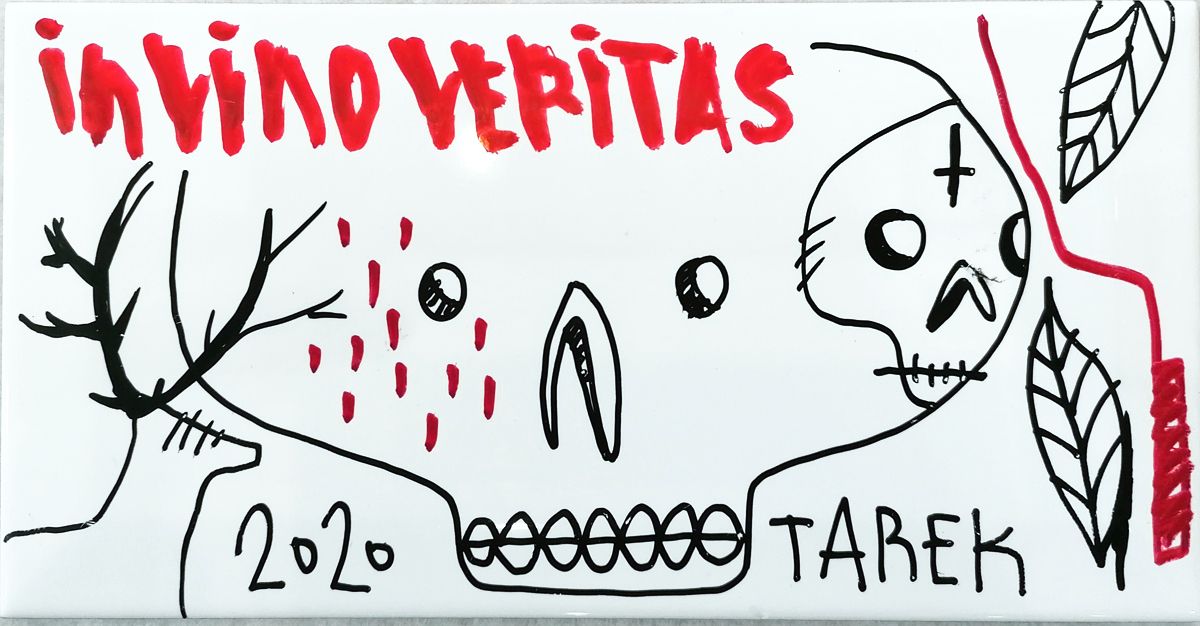 Sculpture graphique petit format IN VINO VERITAS – TAREK – 20 × 10 cm