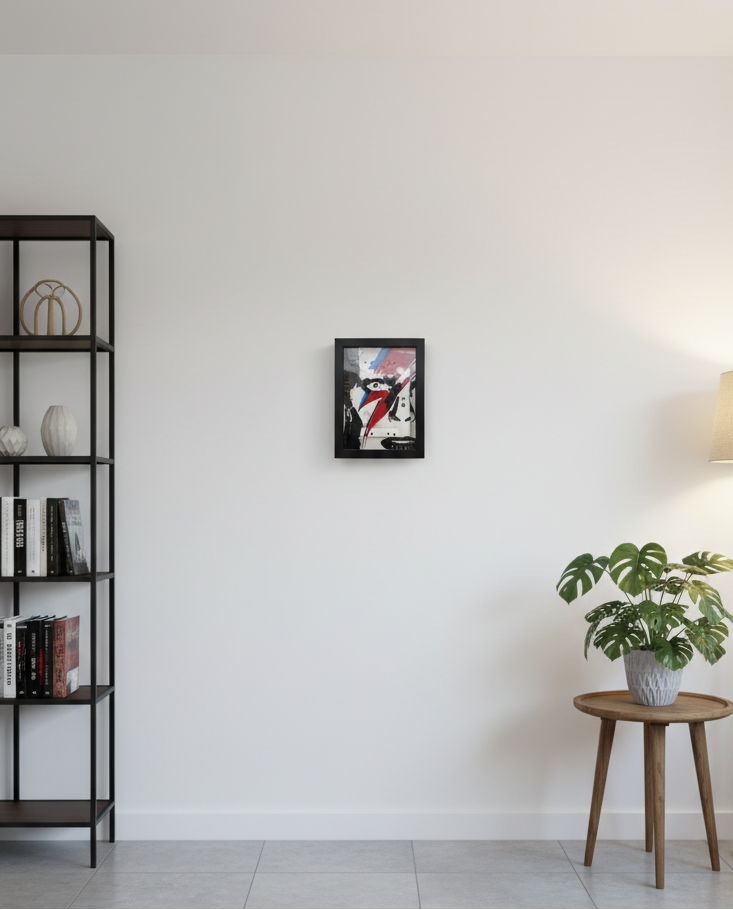 Sculpture Aladdin Sane I - David Bowie de MR MELODY dans un intérieur – 15 × 20 cm
