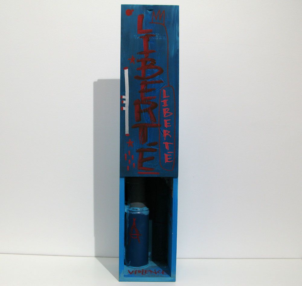 Sculpture petit format bleu Liberté – TAREK – 14 × 69 cm