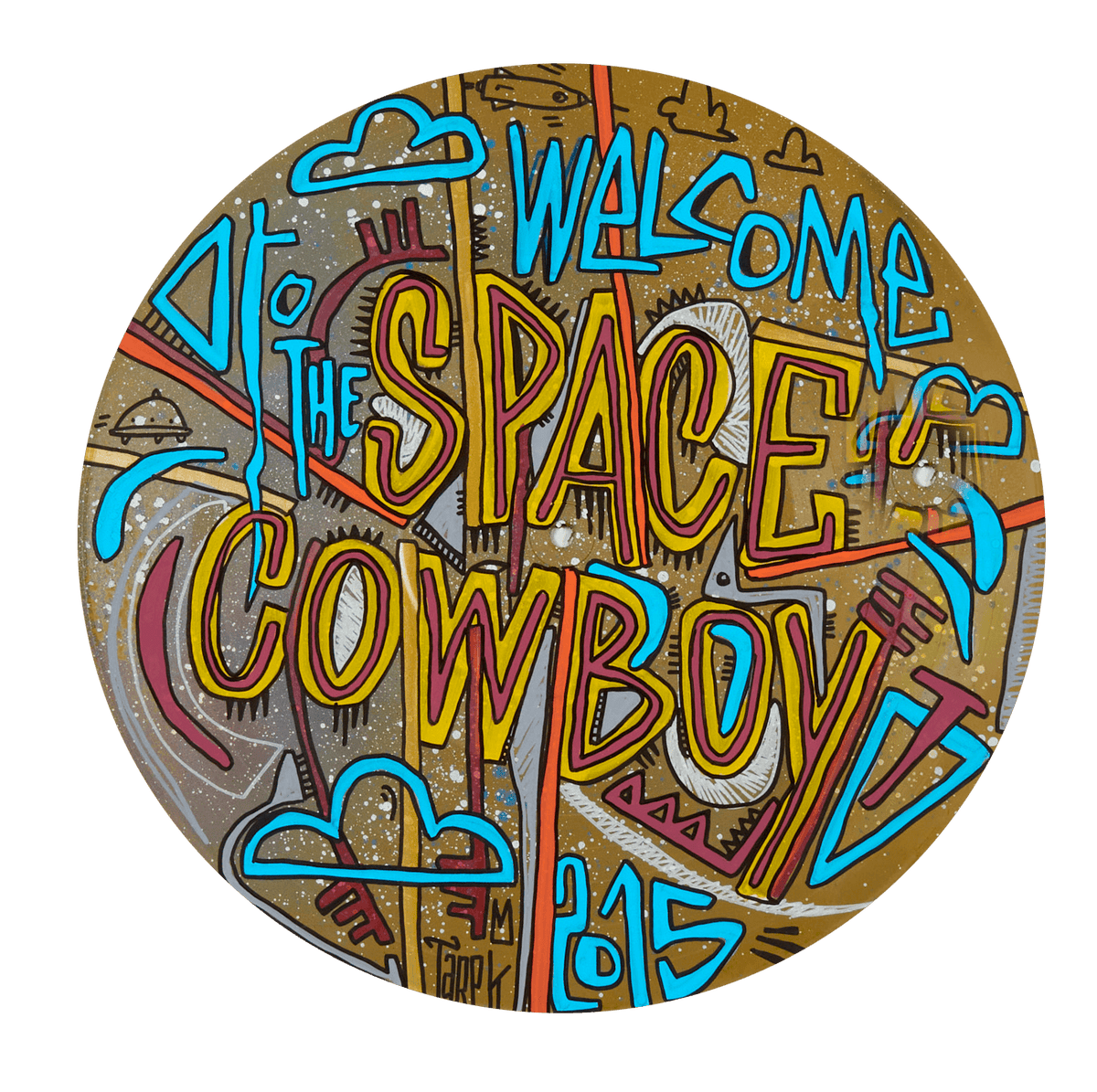 Sculpture petit format VINYL THE SPACE COWBOY – TAREK – 30 × 30 cm