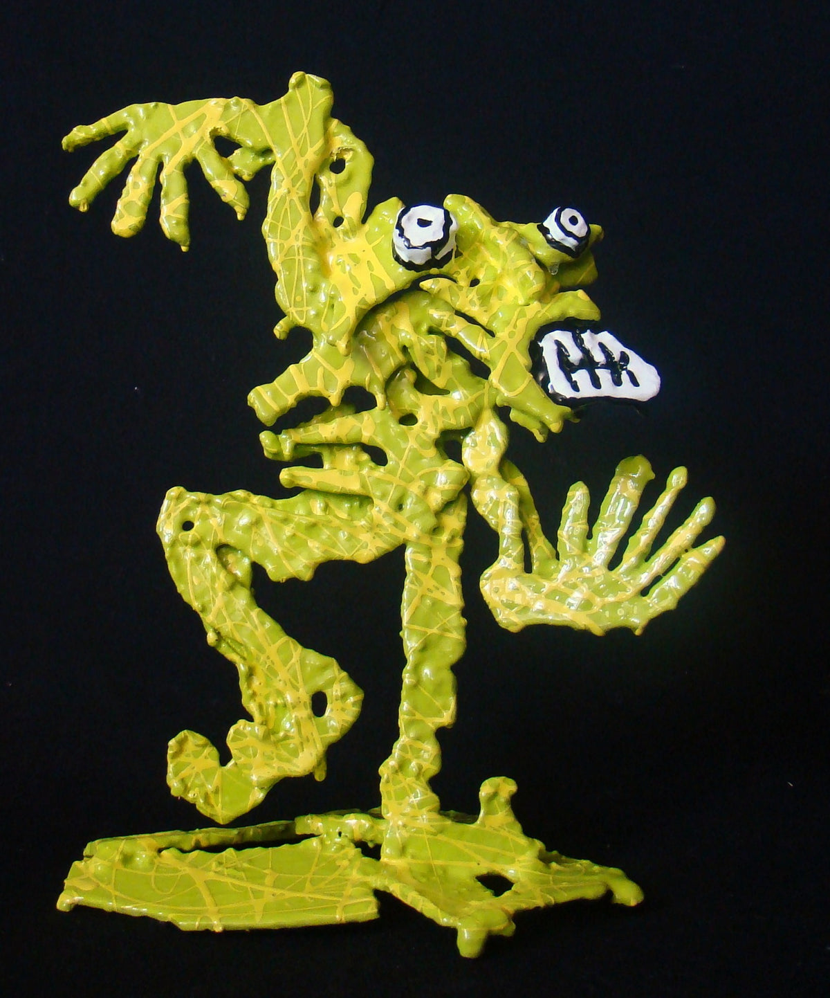 Sculpture pop art petit format jaune et vert Mon Protecteur Jaune & Vert – MICHADU – 34 × 20 cm