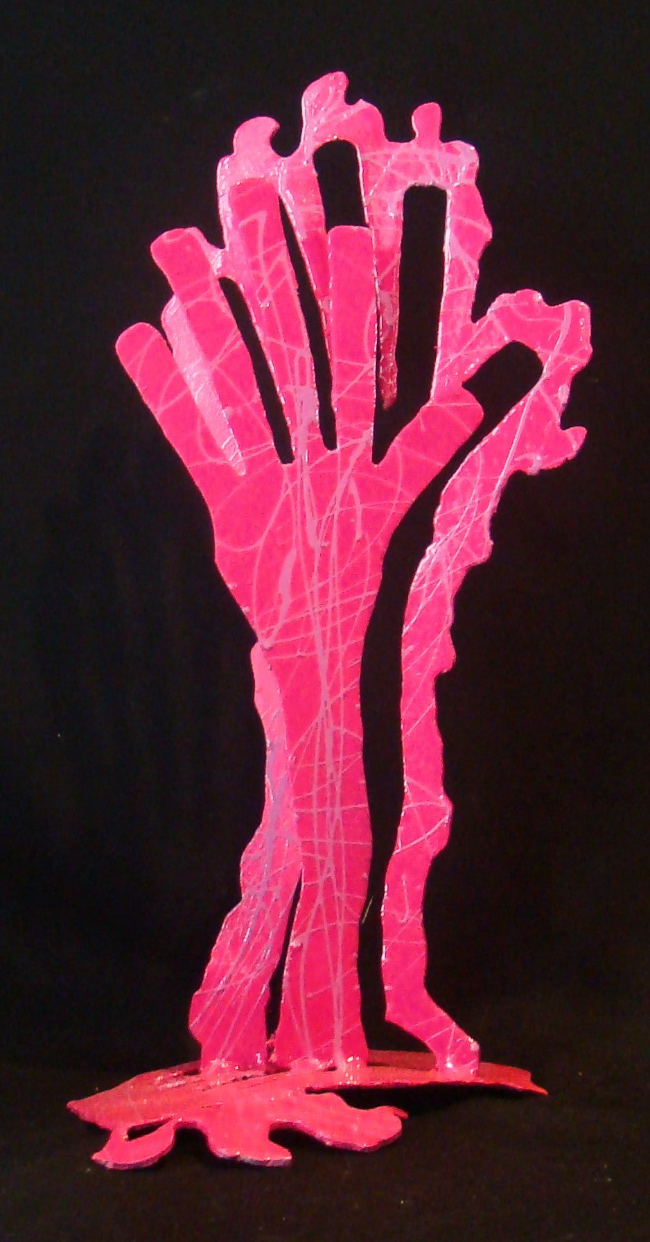 Sculpture pop art petit format rose Tendre la main Rose – MICHADU – 49 × 20 cm