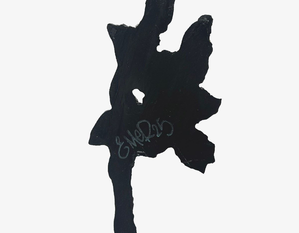 Sculpture de EMER a pour titre  Deux petites fleurs (jaune et bordeau) style graphique dim : EMERprix:180