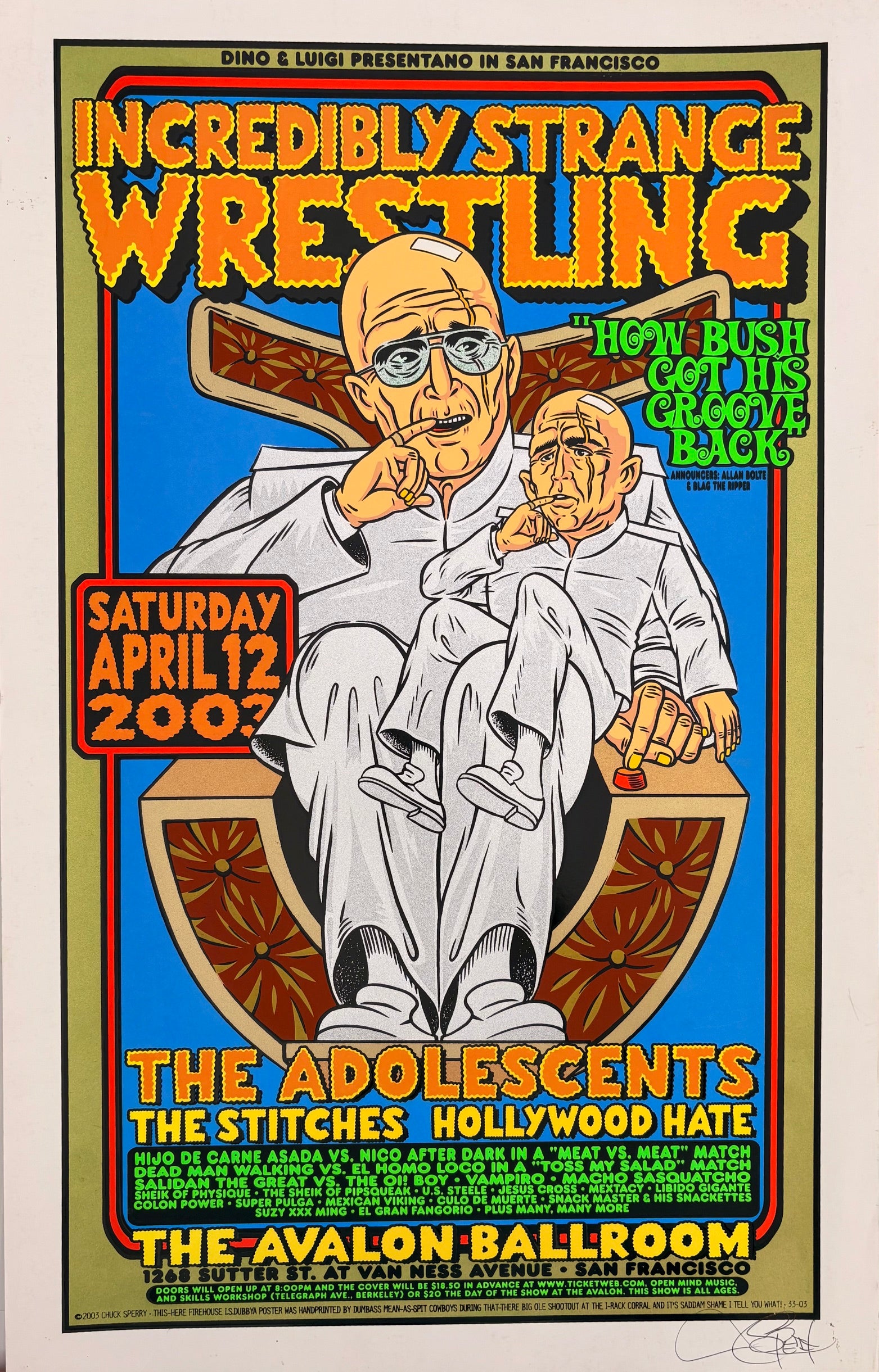 Serigraphie archives chuck sperry moyen format INCREDIBLY STRANGE WRESTLING 2003 – CHUCK SPERRY – 64 × 40 cm