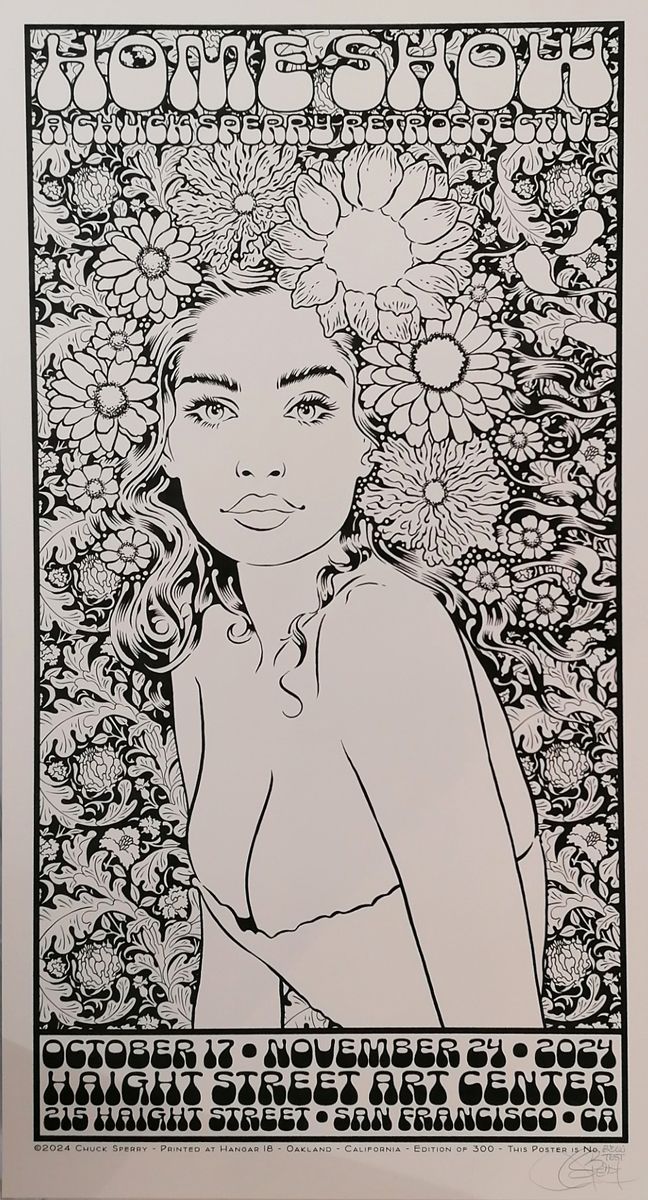 Serigraphie figuratif moyen format blanc et noir HOME SHOW test BW – CHUCK SPERRY – 48 × 89 cm