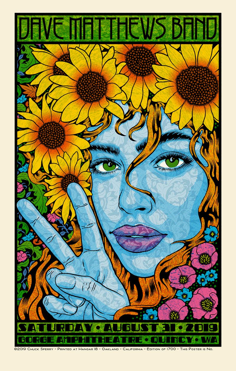 Serigraphie figuratif moyen format DAVE MATTHEWS BAND HARMONIA regular AP – CHUCK SPERRY – 53 × 86 cm