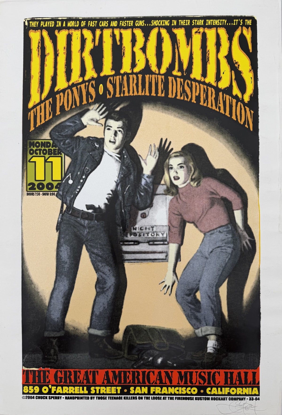 Serigraphie figuratif moyen format Dirtbombs 2004 – CHUCK SPERRY – 63 × 43 cm