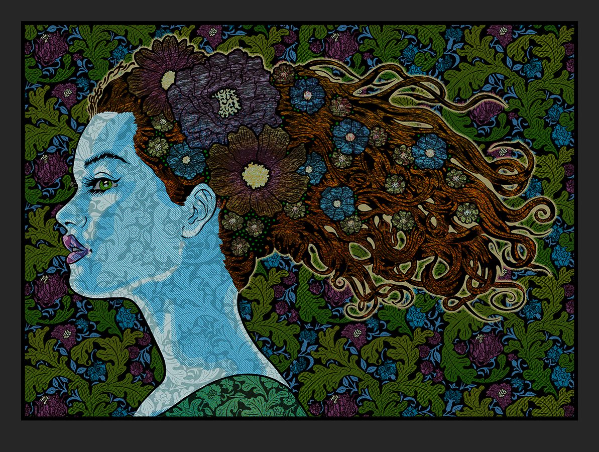 Serigraphie figuratif moyen format ELYSIA black AP – CHUCK SPERRY – 71 × 53 cm