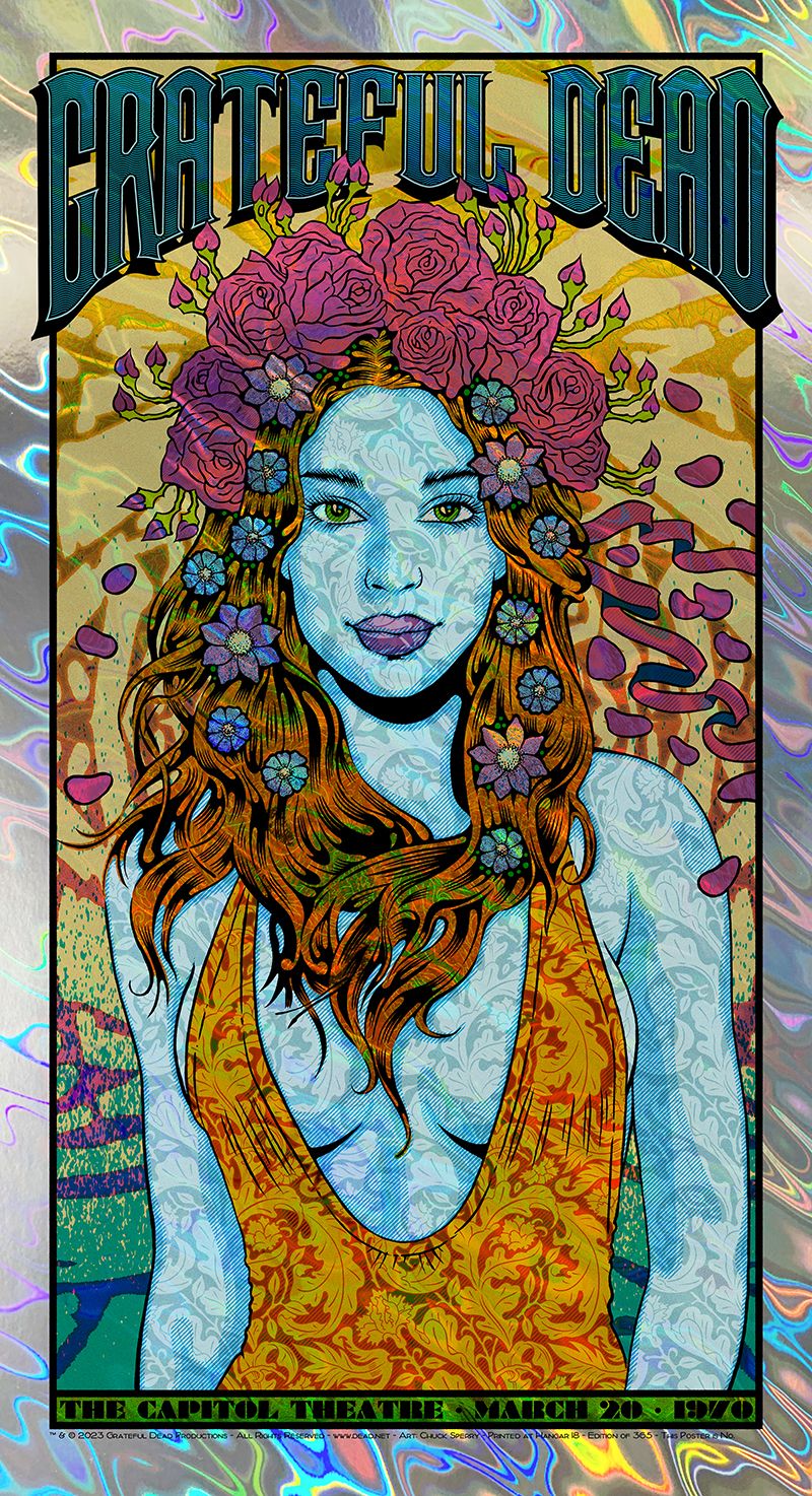 Serigraphie figuratif moyen format GRATEFUL DEAD lava AP – CHUCK SPERRY – 49 × 89 cm