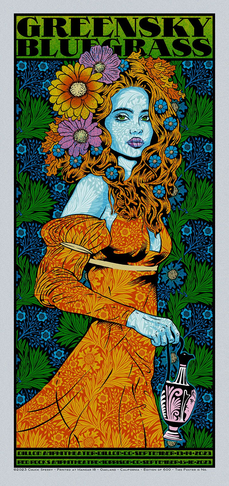 Serigraphie figuratif moyen format GREENSKY BLUEGRASS MYSTIC silver – CHUCK SPERRY – 41 × 89 cm