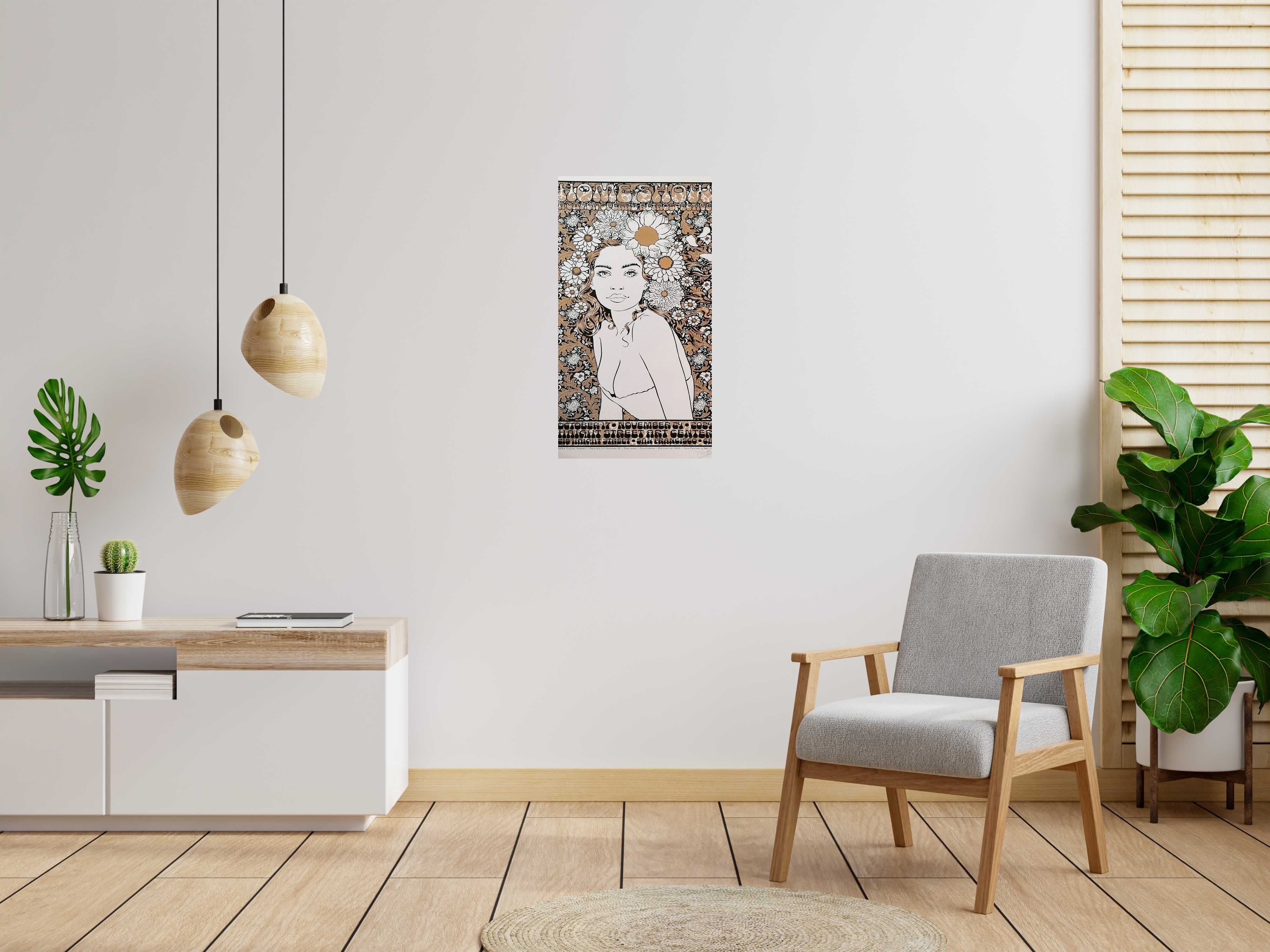 Serigraphie HOME SHOW test gold de CHUCK SPERRY dans un intérieur – 48 × 89 cm