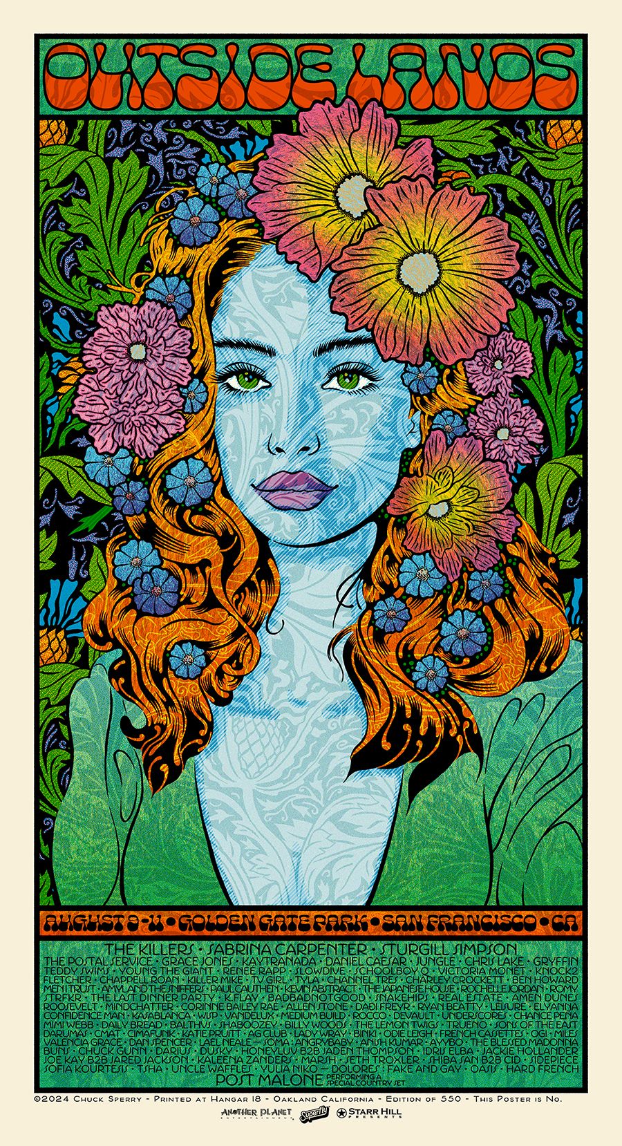 Serigraphie figuratif moyen format OUTSIDE LANDS regular AP – CHUCK SPERRY – 48 × 89 cm
