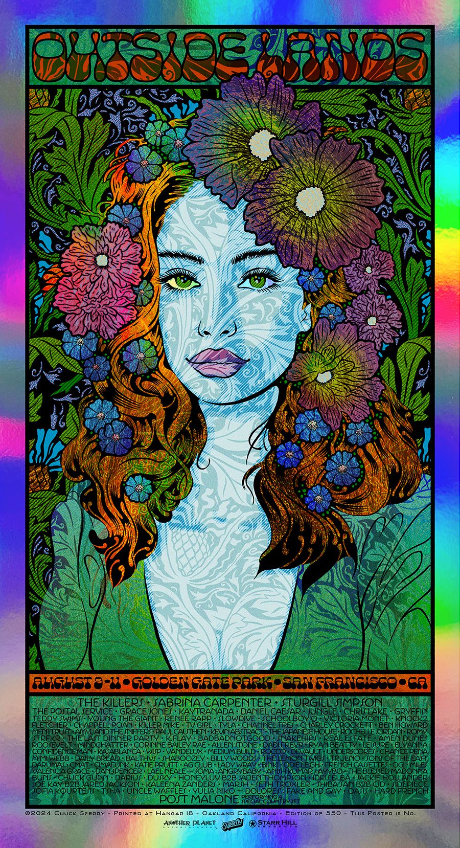 Serigraphie figuratif moyen format OUTSIDE LANDS sparkle – CHUCK SPERRY – 48 × 89 cm