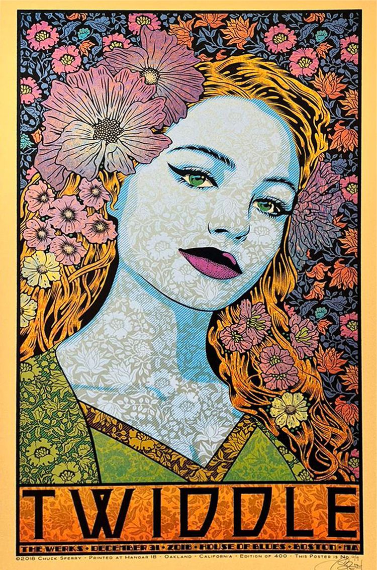 Serigraphie figuratif moyen format TWIDDLE  2018 gold – CHUCK SPERRY – 89 × 52 cm