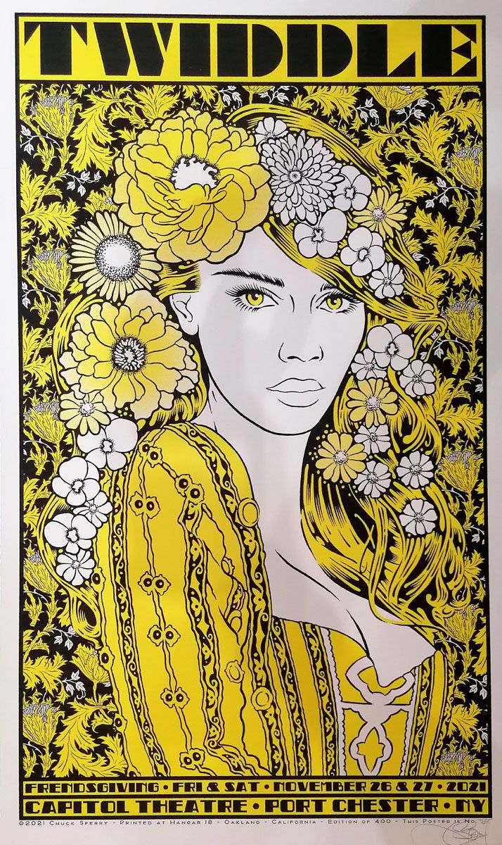 Serigraphie figuratif moyen format TWIDDLE 2021 test jaune – CHUCK SPERRY – 51 × 89 cm