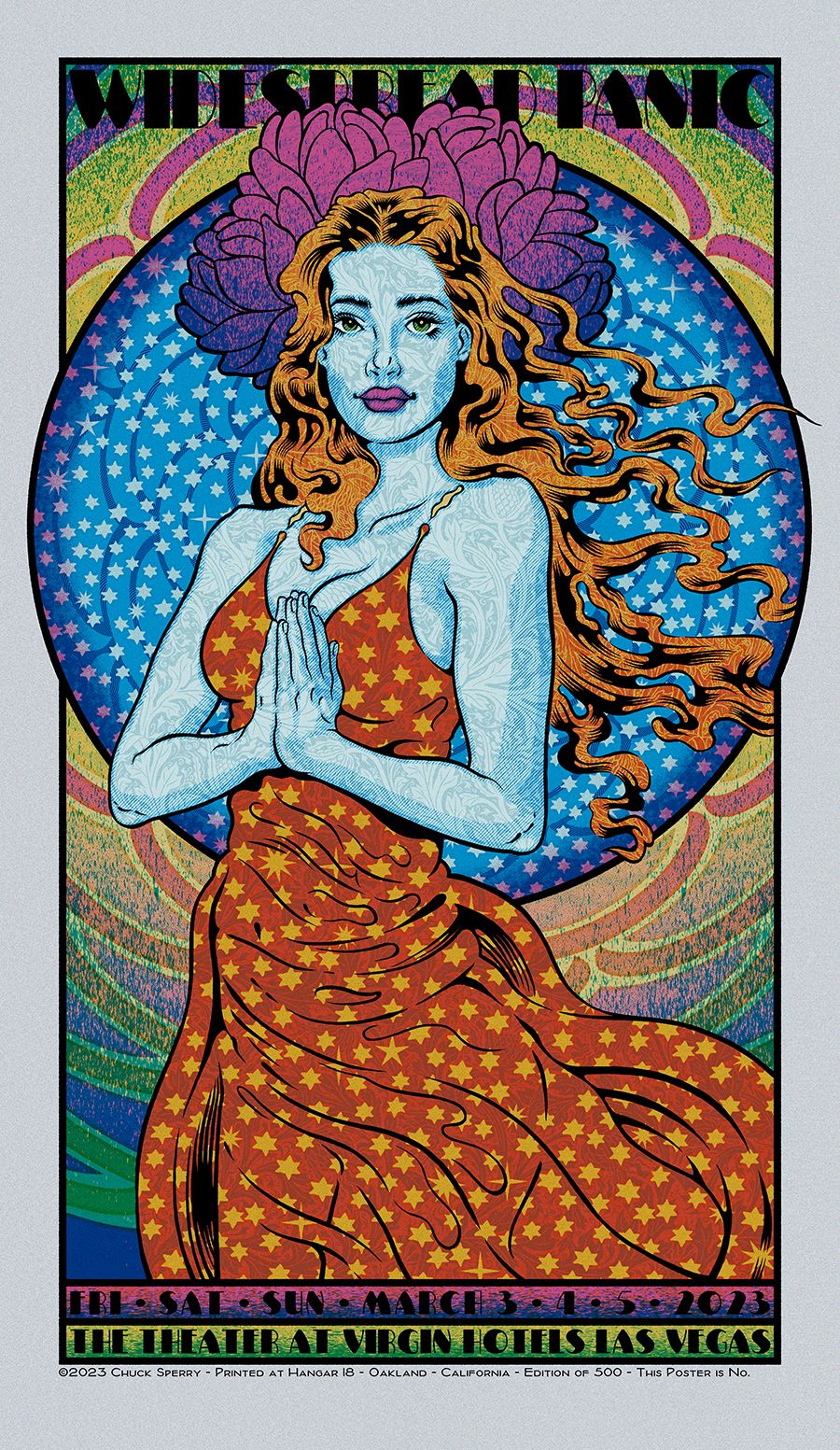 Serigraphie figuratif moyen format WIDESPREAD PANIC VENUS silver – CHUCK SPERRY – 50 × 87 cm