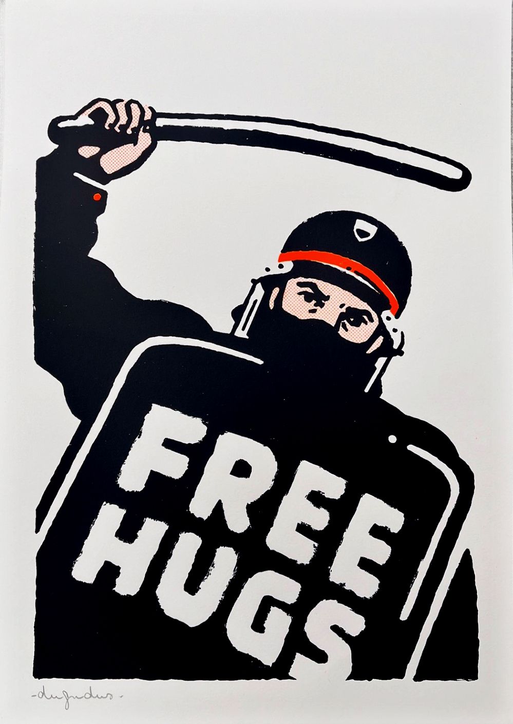 Serigraphie graphique format xxl rouge FREE FIRE – DUGUDUS – 70 × 100 cm