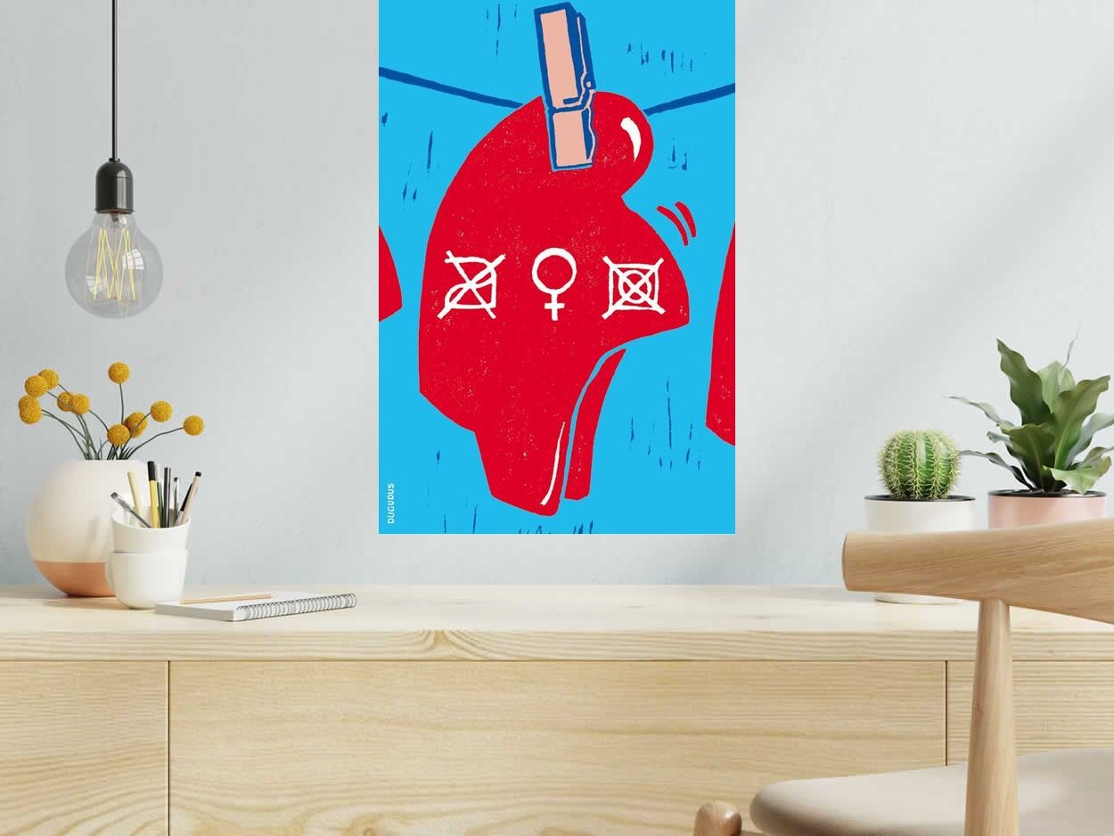 Serigraphie 8 MARS de DUGUDUS dans un intérieur – 50 × 70 cm