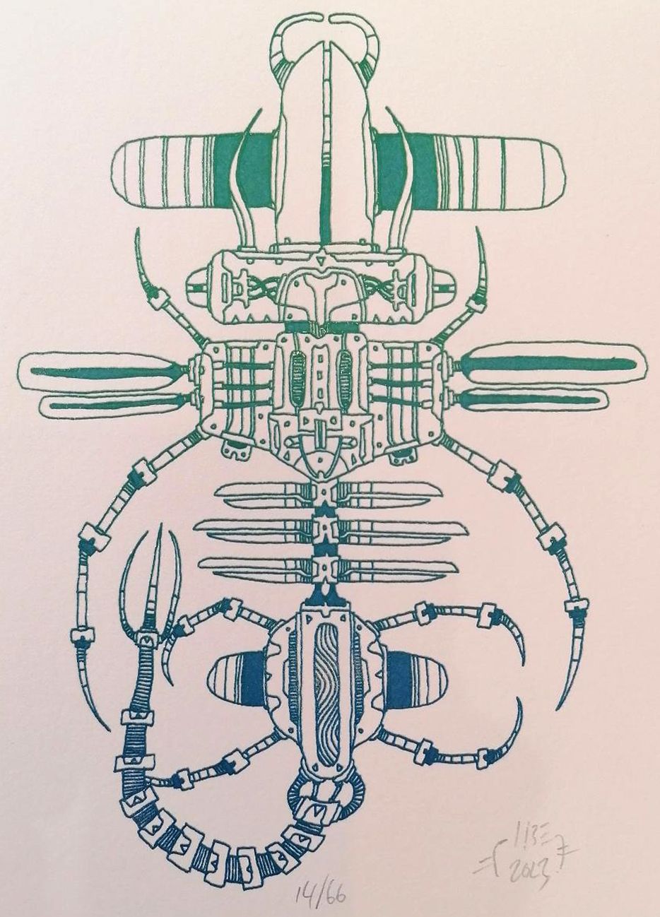 Serigraphie graphique petit format BOTMEO – JIBE – 15 × 21 cm