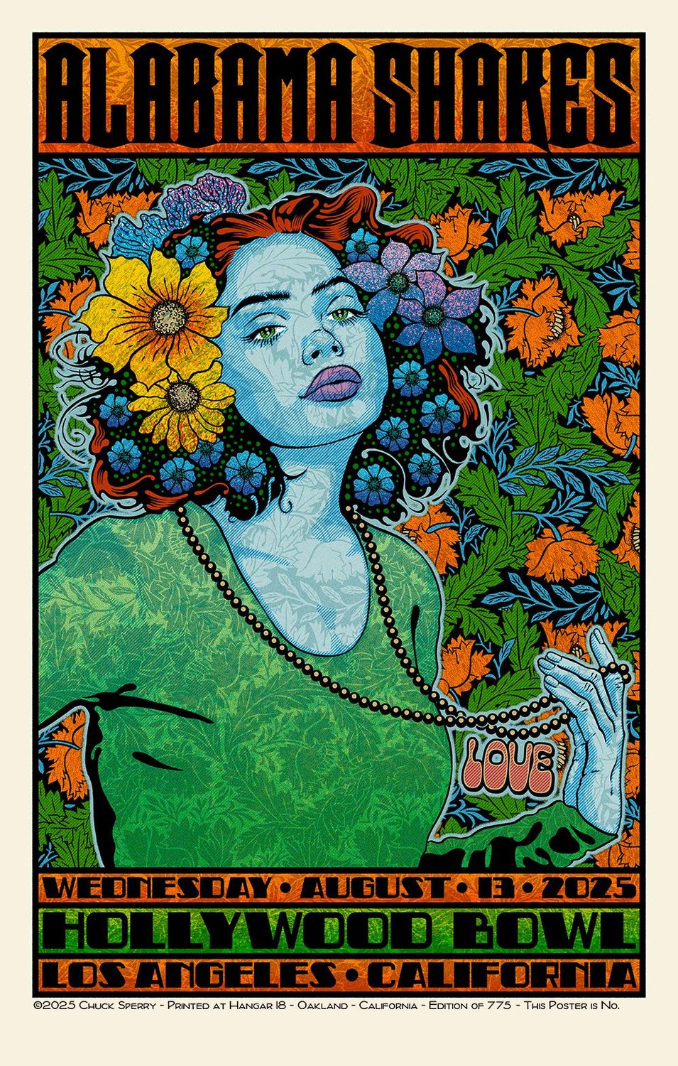 Serigraphie moyen format ALABAMA SHAKES regular AP – CHUCK SPERRY – 53 × 83 cm
