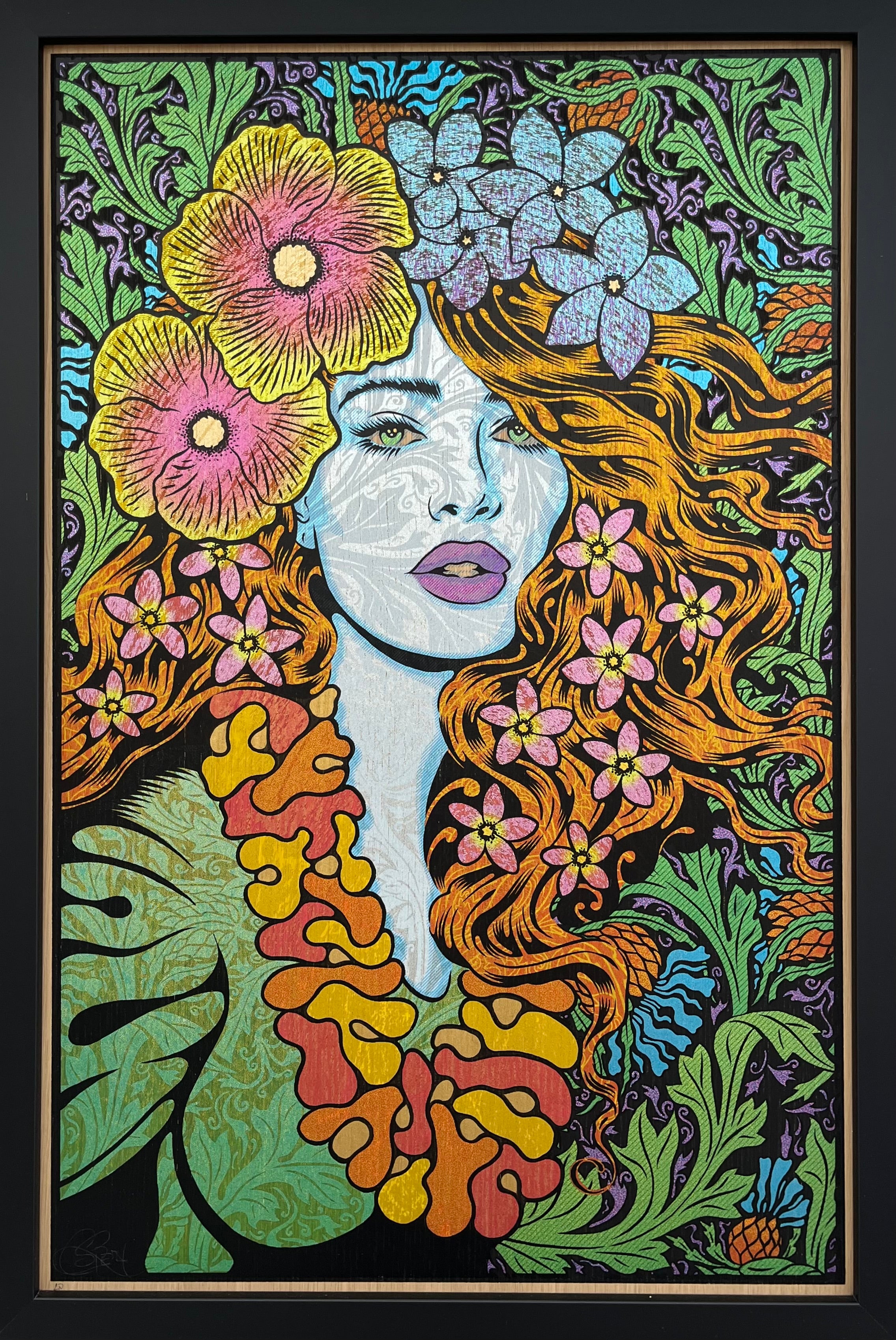 Serigraphie moyen format HELENA wood panel AP – CHUCK SPERRY – 50 × 77 cm