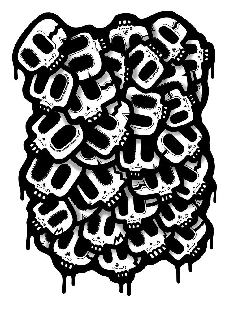 Serigraphie moyen format noir DIA DE MUERTOS – NININ – 50 × 65 cm