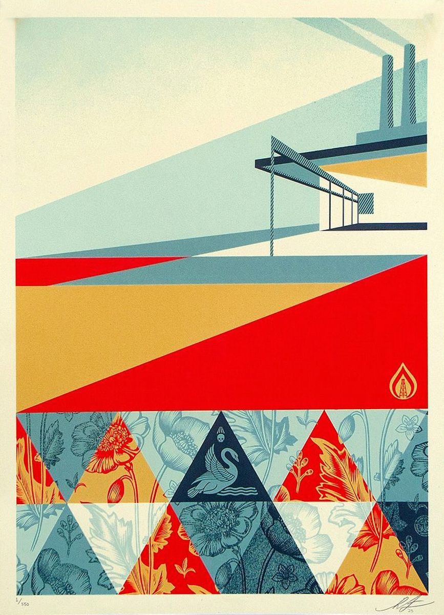 Serigraphie street art moyen format Pattern of Denial – OBEY : SHEPARD FAIREY – 46 × 61 cm