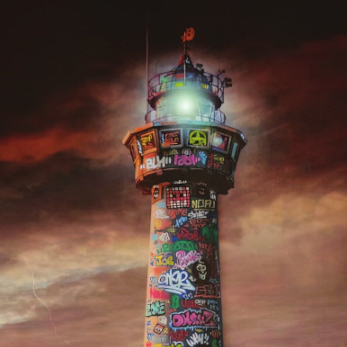 Editions d'art de BLACH a pour titre  Sunset VS Lighthouse style street art dim : BLACHprix:70