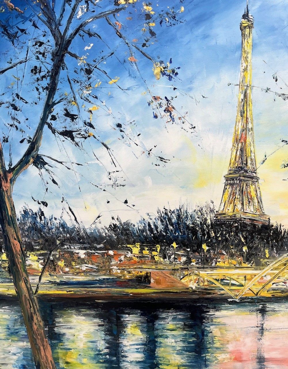 Tableau de PHIL a pour titre  Sur les quais de Paris style figuratif dim : PHILprix:850