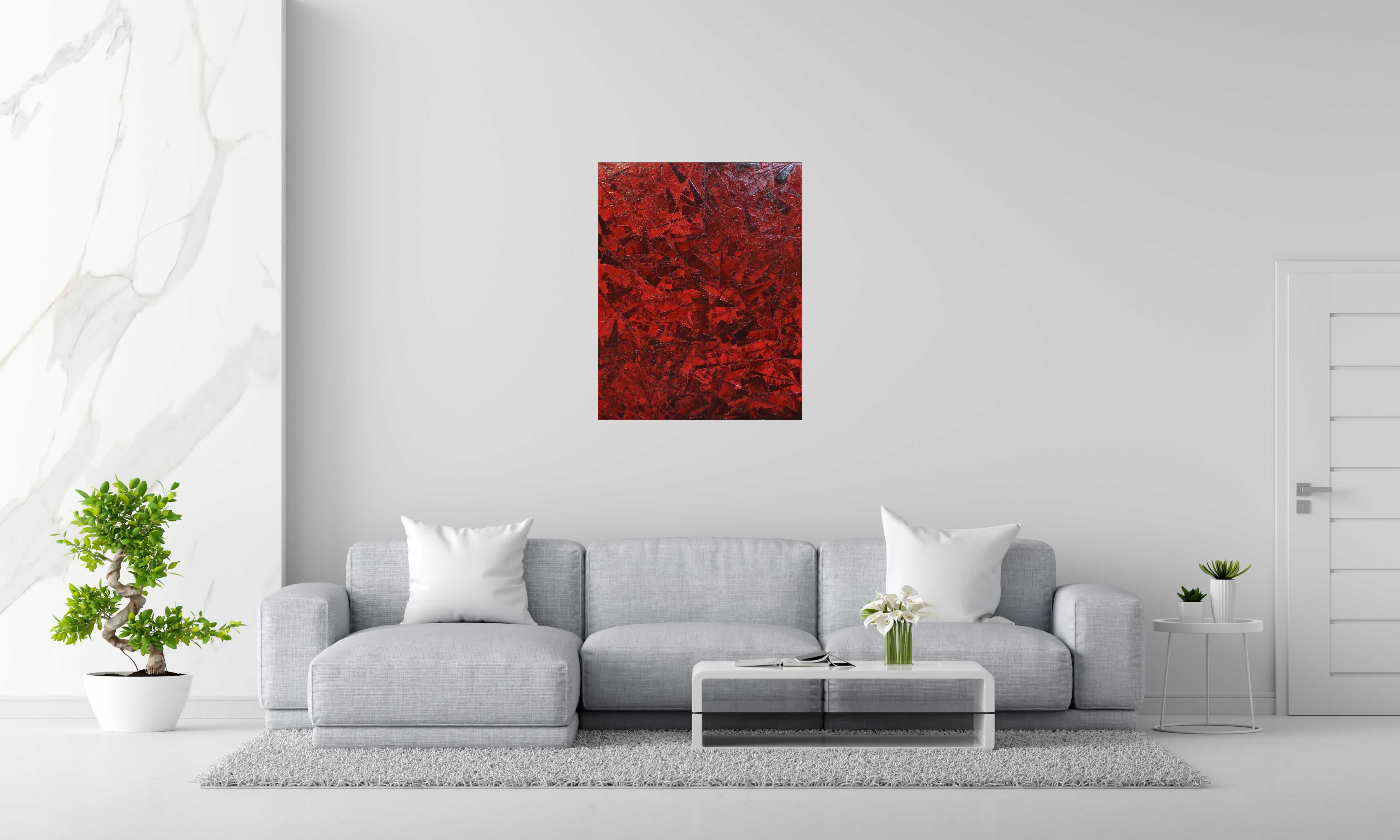 Tableau PEINTURE 05-2022-39 de ALAIN BECANNE dans un intérieur – 92 × 73 cm
