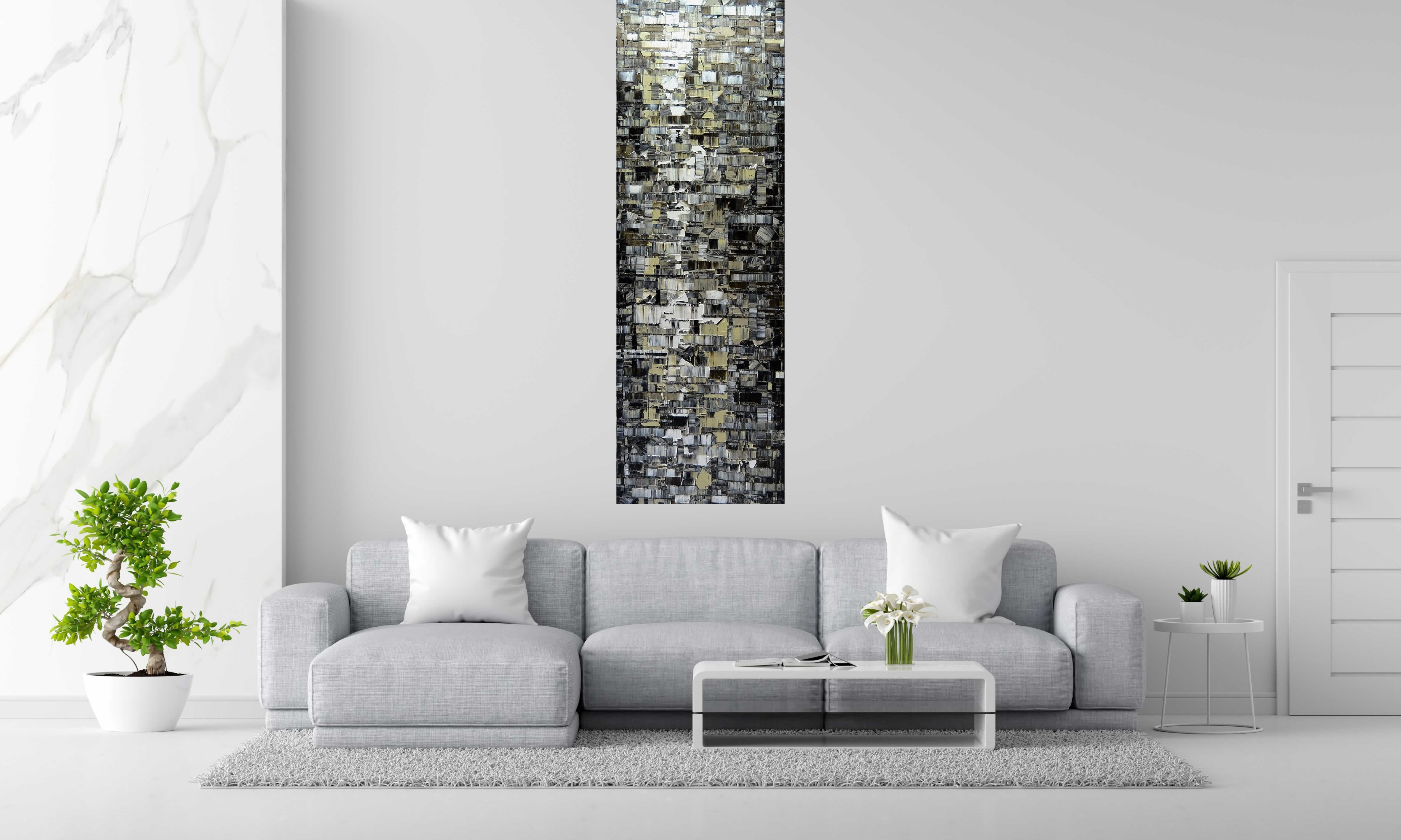Tableau PEINTURE Janvier 2023-06 de ALAIN BECANNE dans un intérieur – 60 × 180 cm