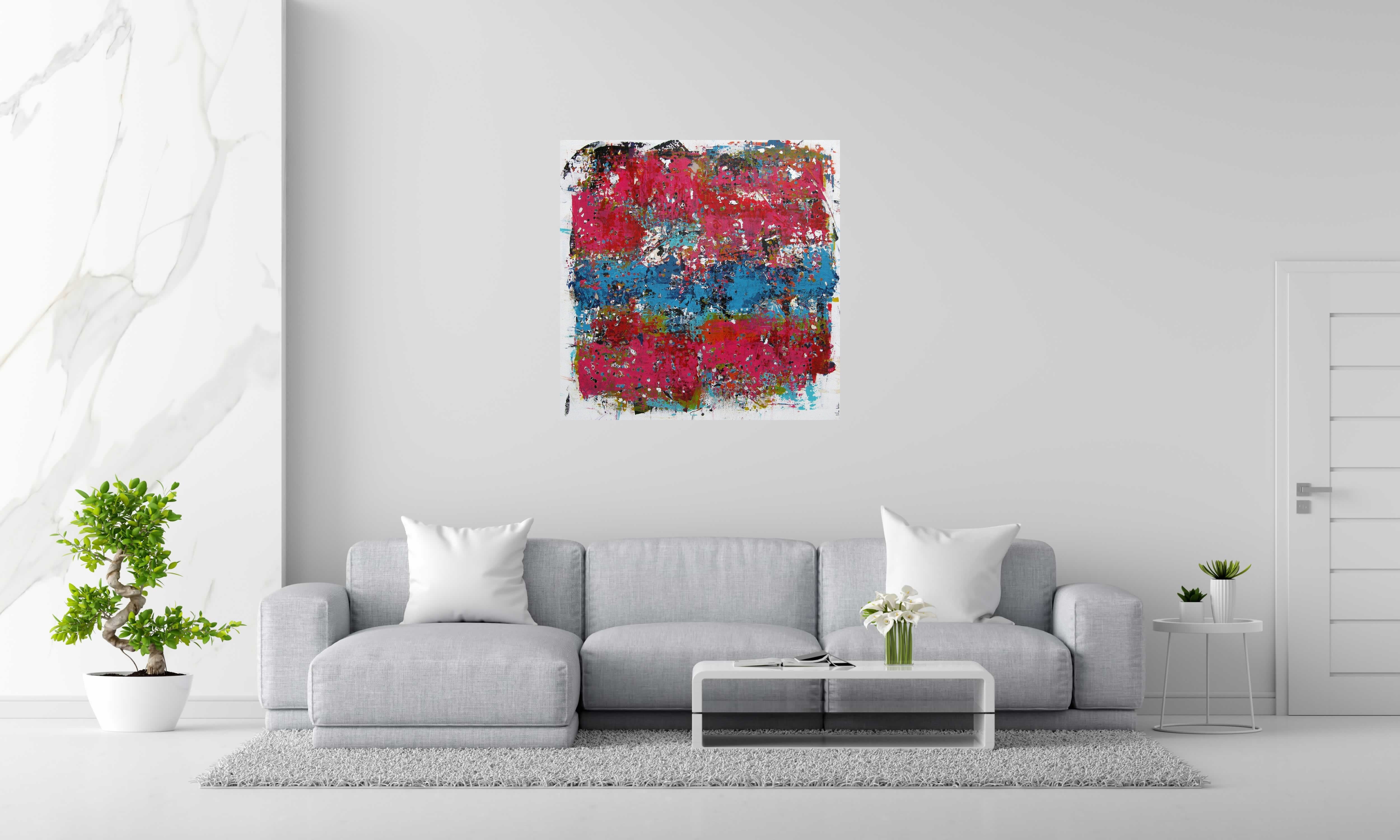 Tableau STONE JASPE de CELINE WEBER dans un intérieur – 100 × 100 cm