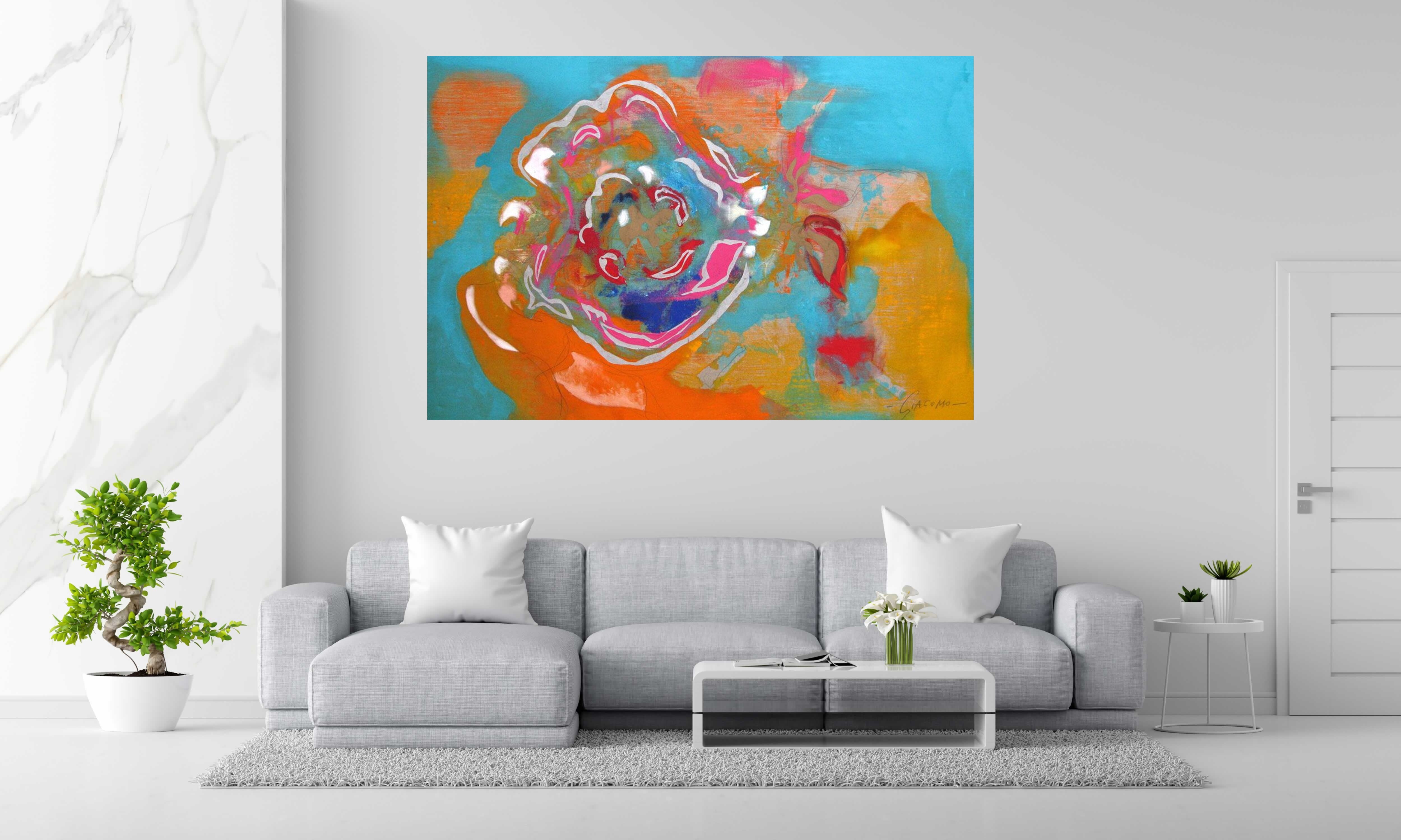Tableau VENT FLEURS ET MER de GIACOMO dans un intérieur – 130 × 195 cm
