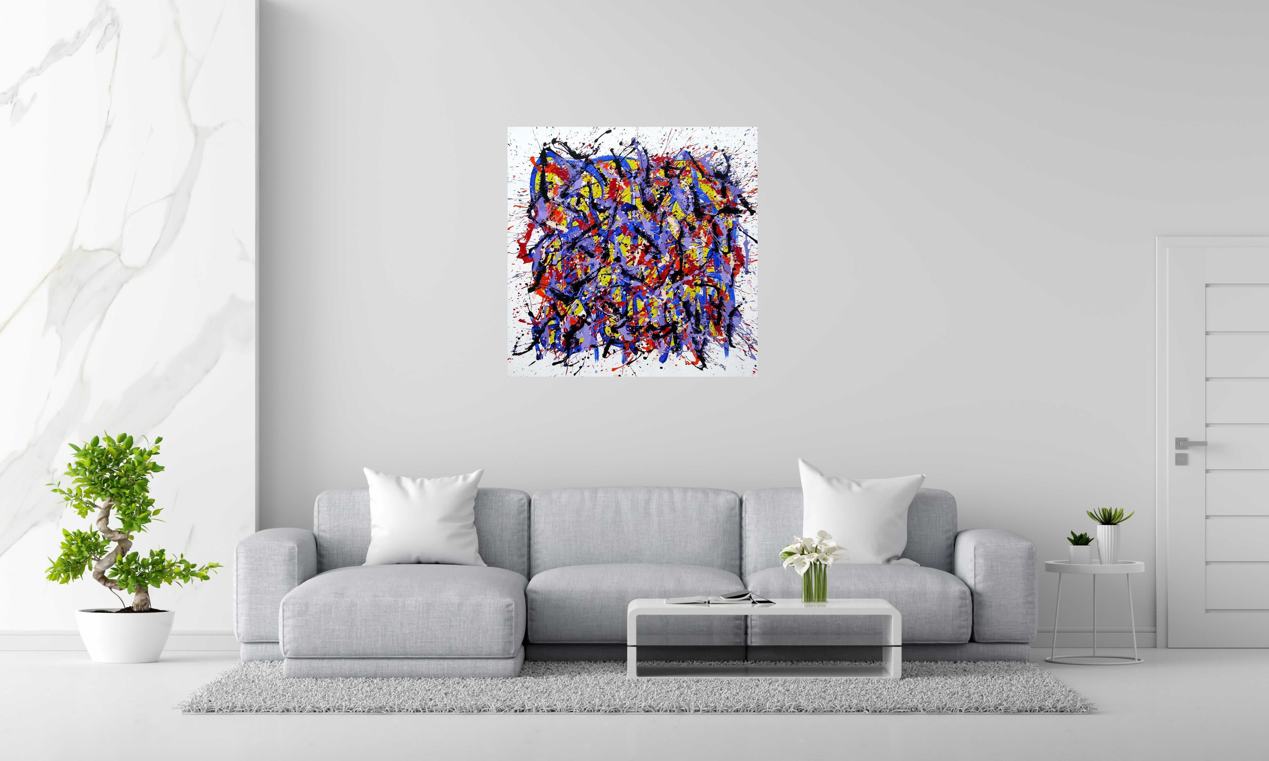 Tableau noname n° B72 de STEPHANE RIME dans un intérieur – 100 × 100 cm