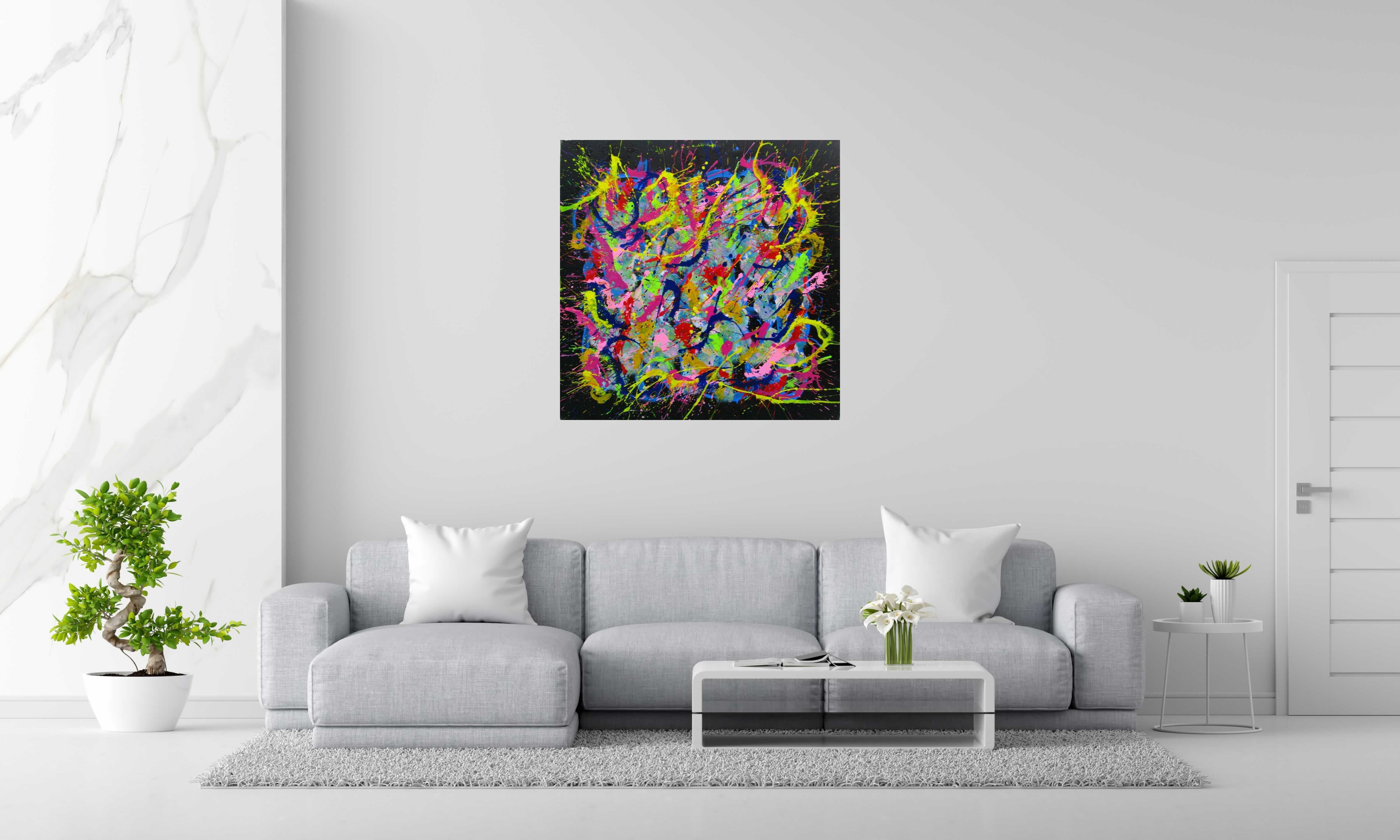 Tableau NONAME N2 de 2020 de STEPHANE RIME dans un intérieur – 100 × 100 cm