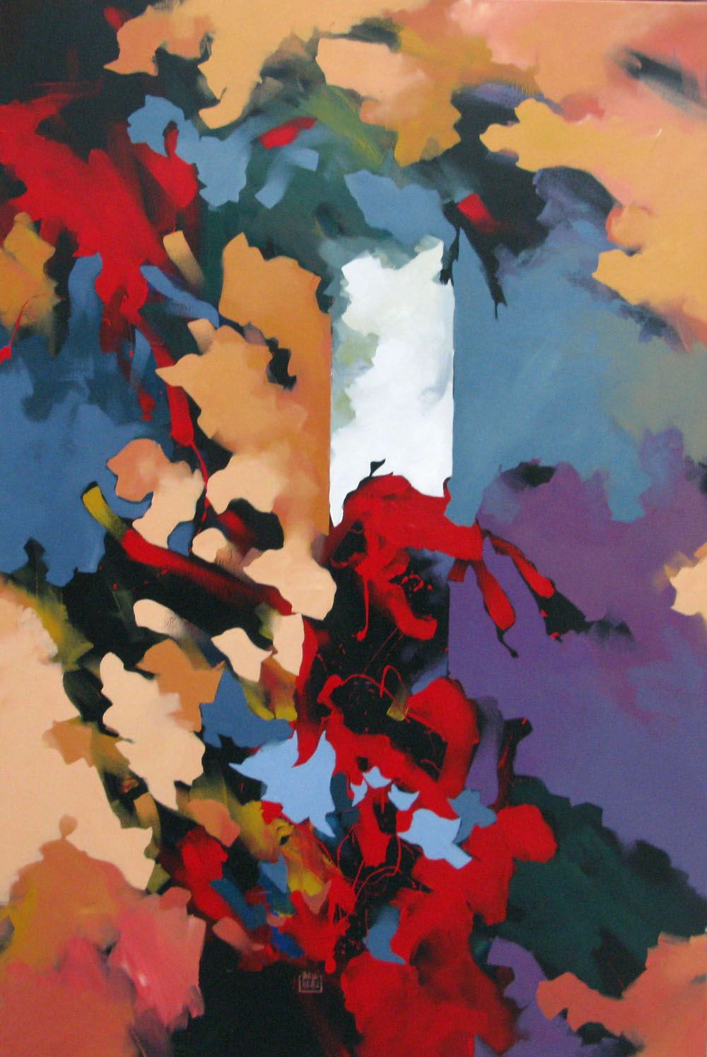 Tableau abstrait grand format AR-MEN – BRUNEAU – 116 × 73 cm