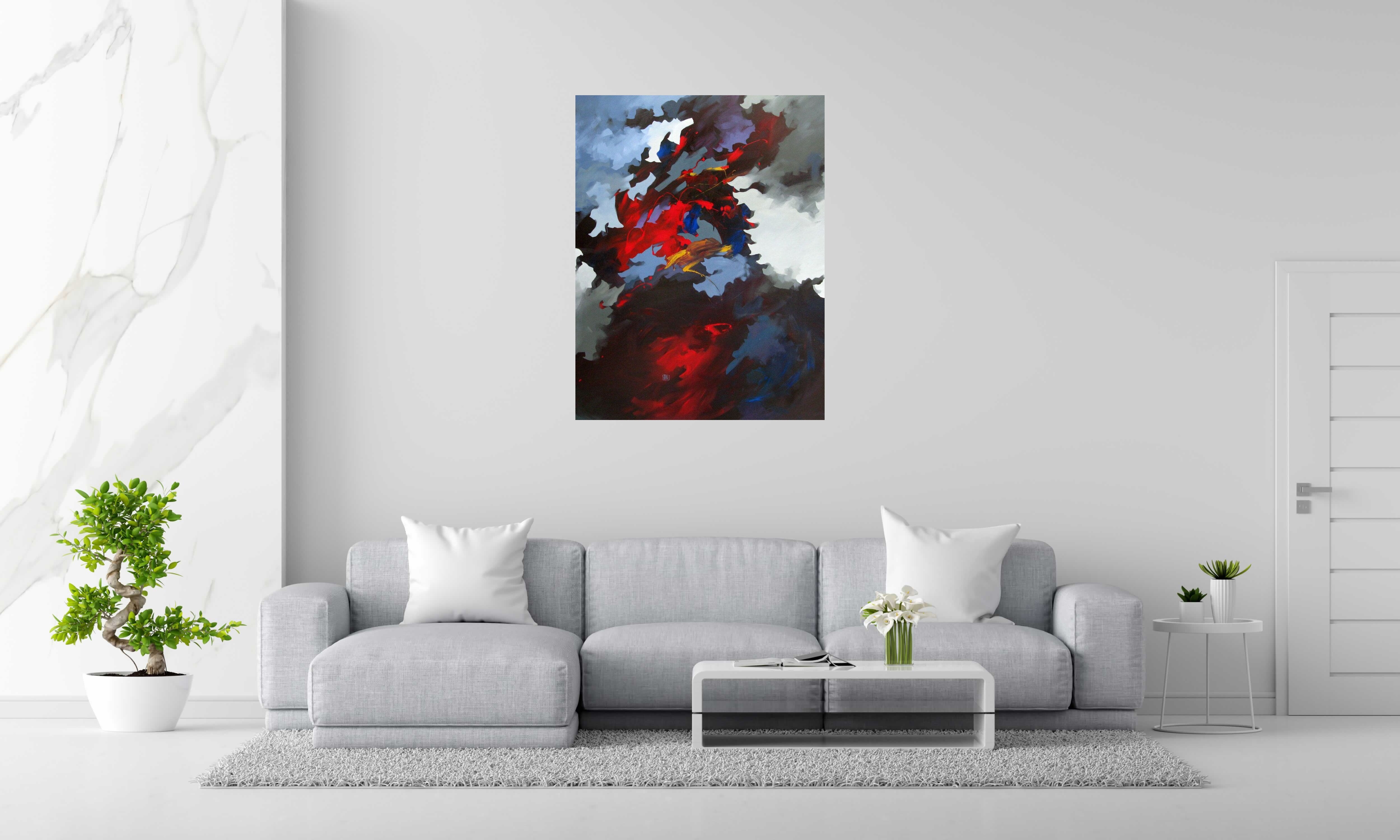 Tableau LE CHATEAU DANS LE CIEL de BRUNEAU dans un intérieur – 116 × 89 cm