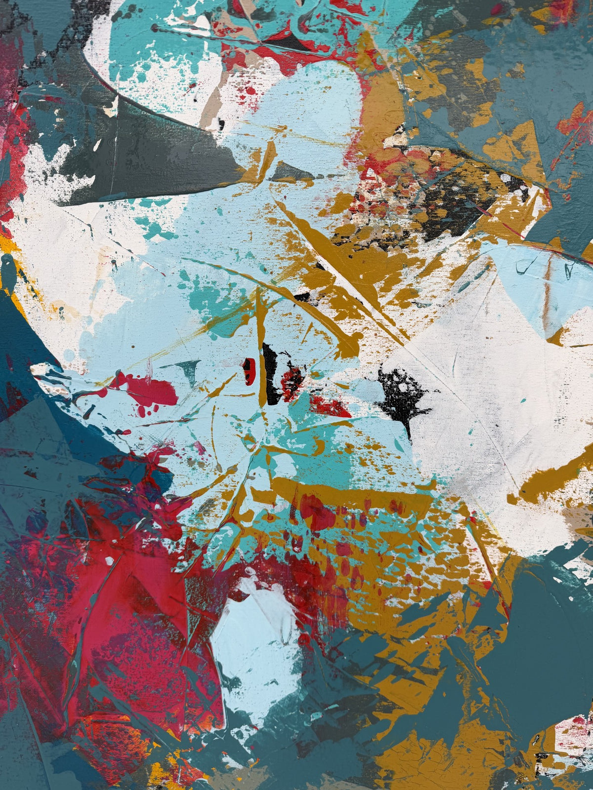 Tableau STORM de CELINE WEBER dans un intérieur – 100 × 100 cm