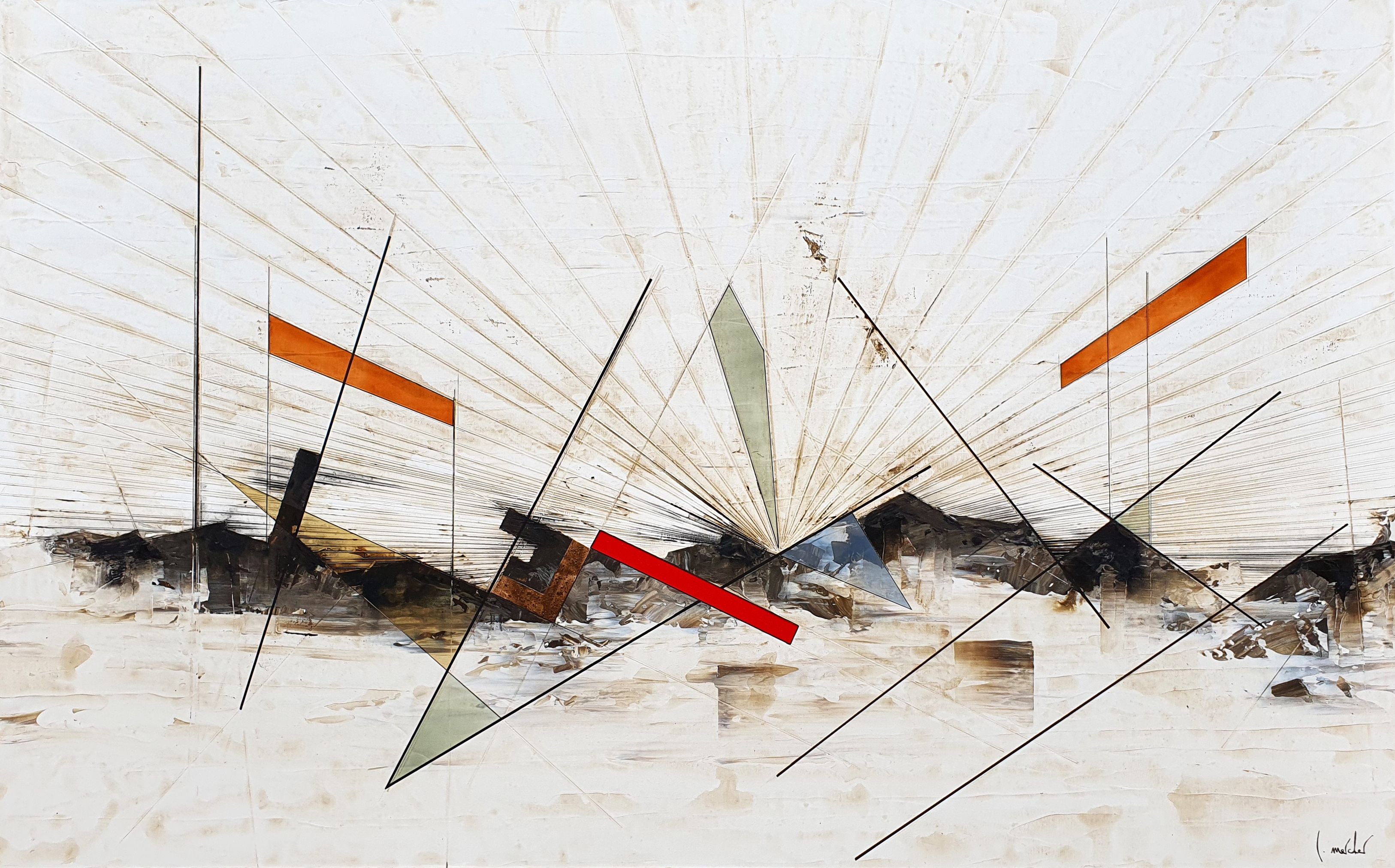 Tableau abstrait grand format MIX – LUDOVIC MERCHER – 130 × 81 cm
