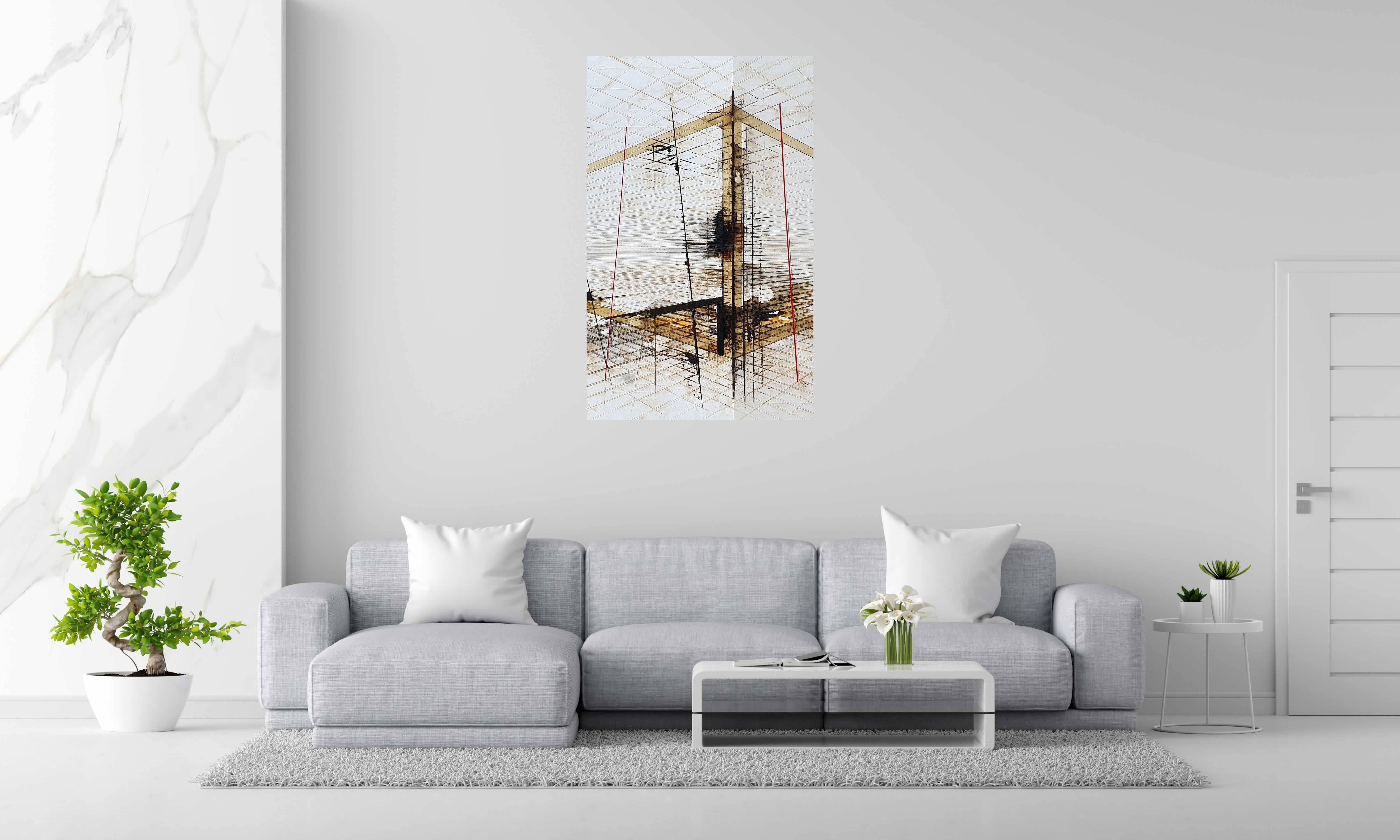 Tableau OUTLINES de LUDOVIC MERCHER dans un intérieur – 130 × 81 cm