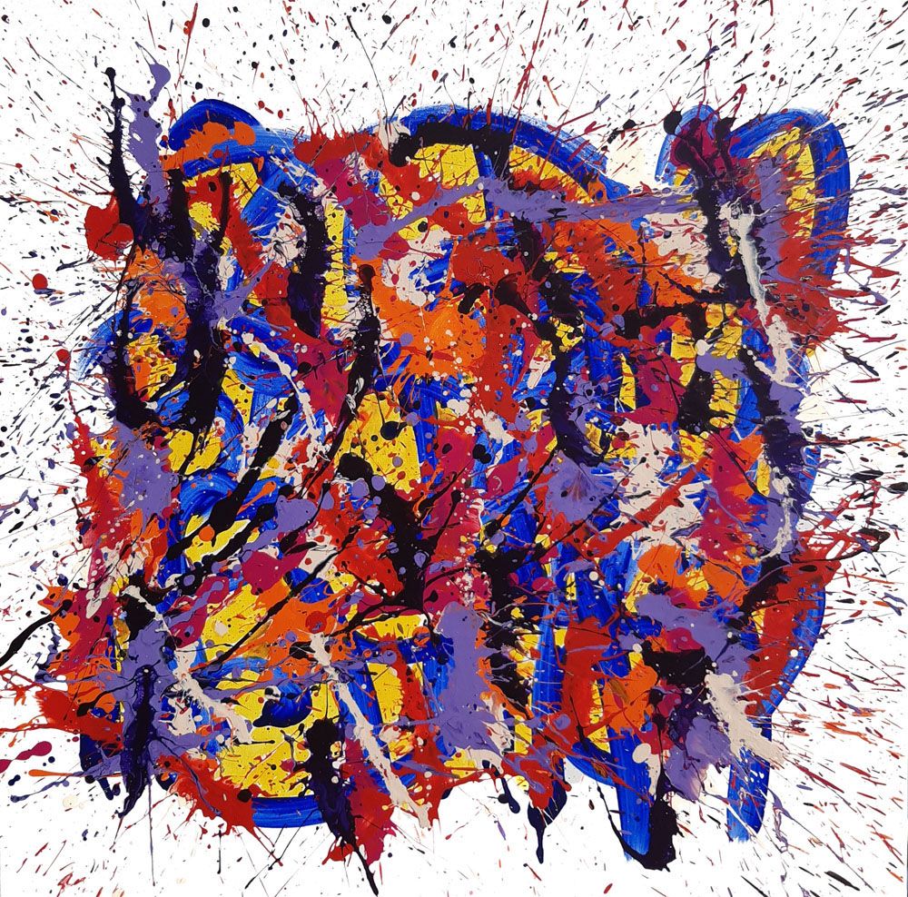 Tableau abstrait grand format noname n°A68 – STEPHANE RIME – 80 × 80 cm