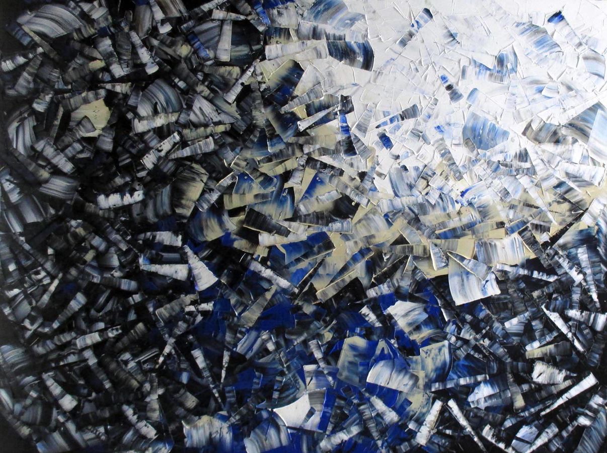 Tableau abstrait grande taille PEINTURE OCTOBRE  2019-77 – ALAIN BECANNE – 97 × 130 cm