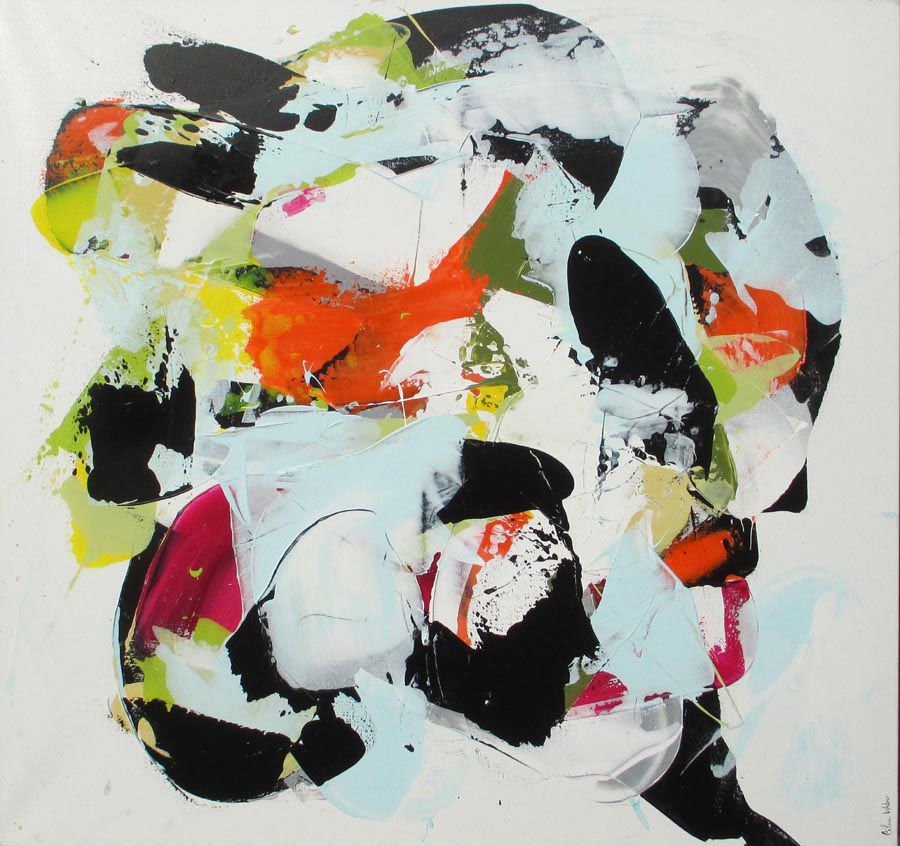 Tableau abstrait grande taille SPRINGS 2 – CELINE WEBER – 100 × 100 cm